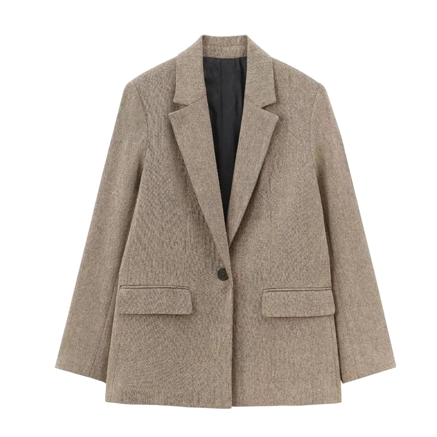 Womens Oversized Business Casual Blazer with Pockets Notched Lapel Long Sleeve Buttoned Suit Jacket for Work Office