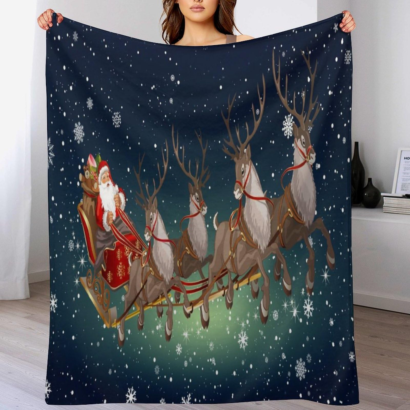 Père Noël Couverture Chaude 140x180cm en Flannel Douce