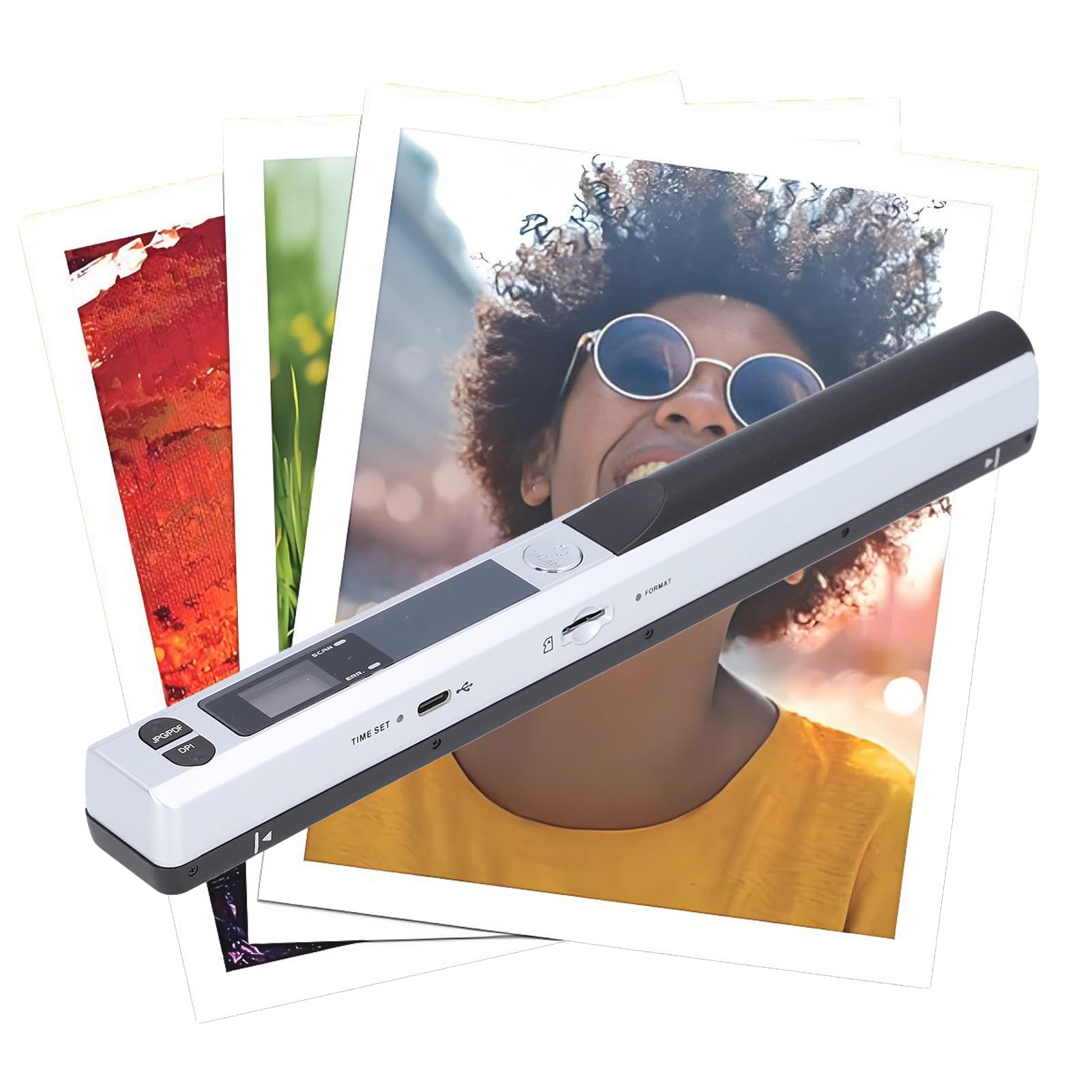 Scanner Portable pour Documents, A4, Photos, Reçus, 8,27 Pouces HD 900 DPI, Scanner Portable Couleur, Grande capacité de Stockage et Facile à Utiliser (Argent)
