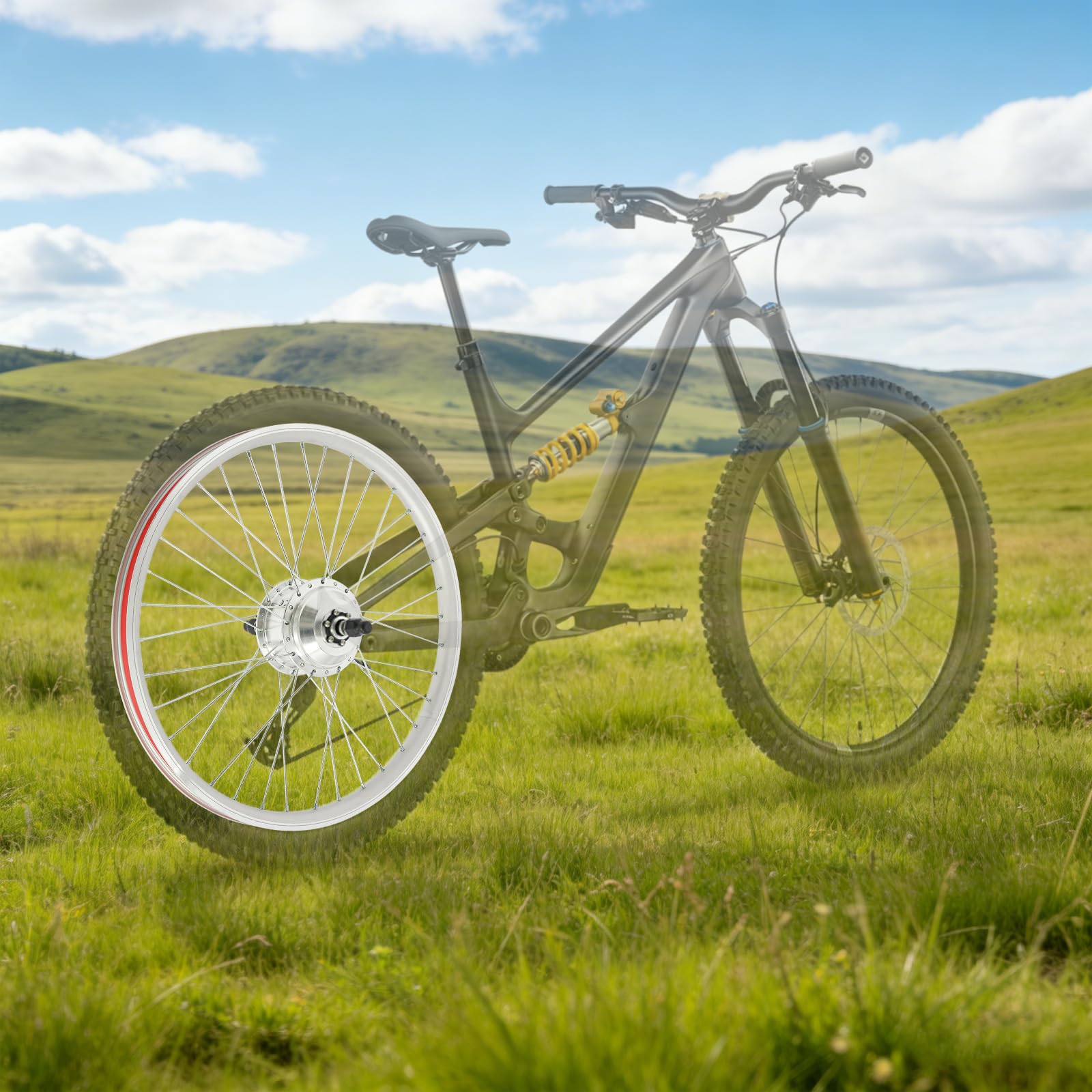 Kit Conversion Vélo Électrique 26 Pouces 36V 250W, Moteur Roue Arrière Brushless avec Écran LCD, Capteur Pas, Accélérateur Pouce, Frein Coupure, Roue Libre 7 Vitesses, V-Brake/Frein Disque