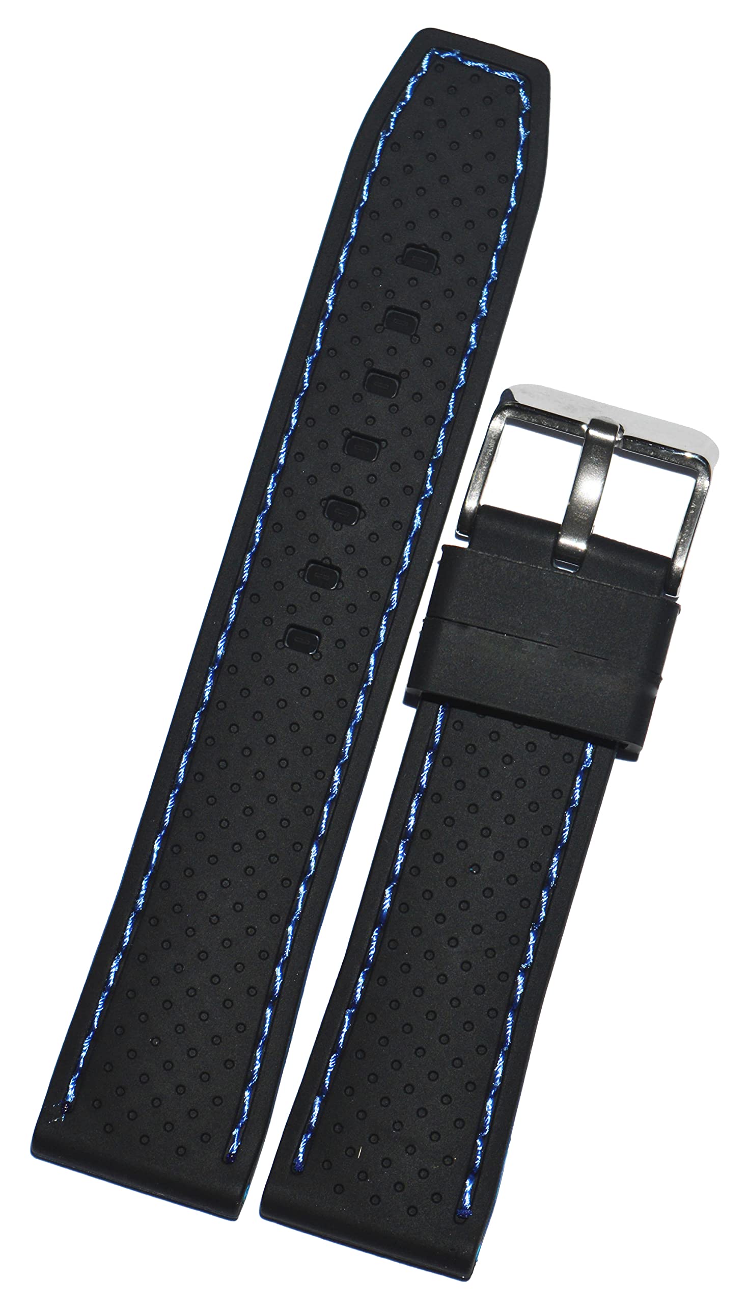 SURU® 22MM Elite Dotted Blue Nylon Stitch Silicone Watch Strap/Watch Band (Colour- Black/Width- 22mm) T192 (B095HXQ5CC) Amazon Price History, Amazon Price Tracker