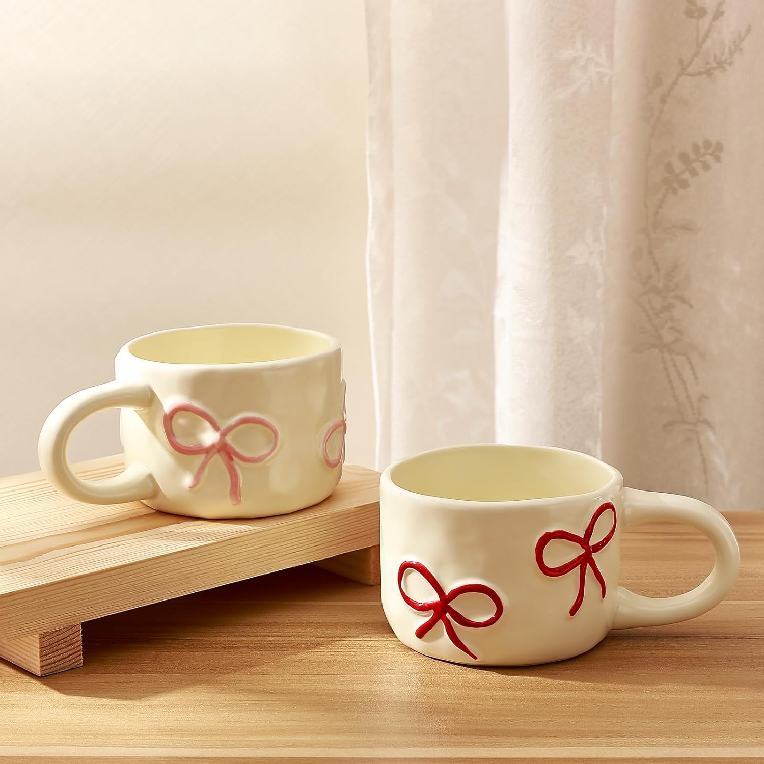 Koythin Coquette Bow Ceramic Coffee Mug, Funky Novelty Cup for Tea Milk Latte Cocoa, 8.5oz /250ml Perfect for Home, Office, or Birthday (Pink) - Image 5