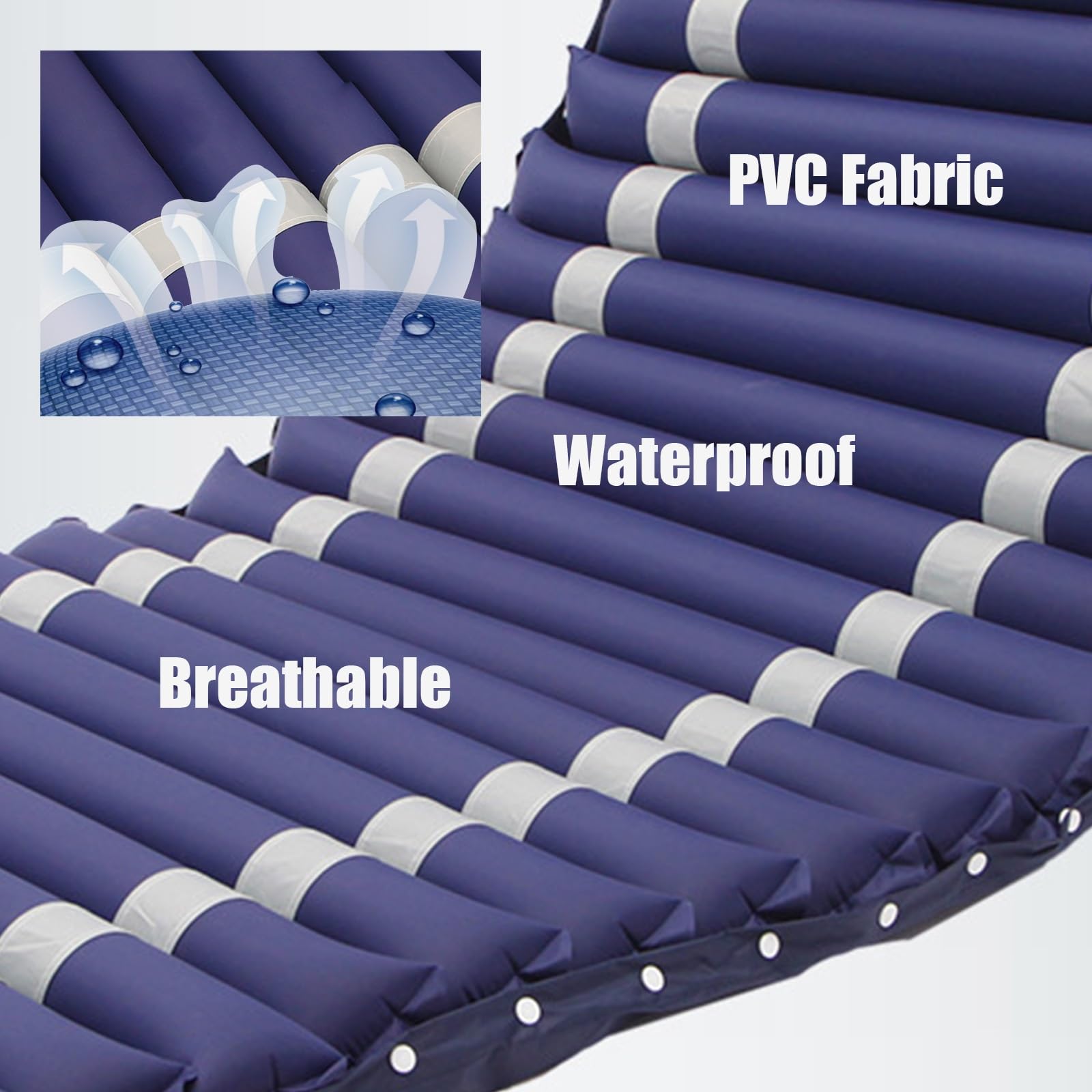 Materasso Antidecubito con Compressore, Impermeabile E Traspirabile, Design Regolabile A Doppio Tubo per Anziani E Cura della Pressione, Portata 135 kg, 200×90 CM(with Access Hole)