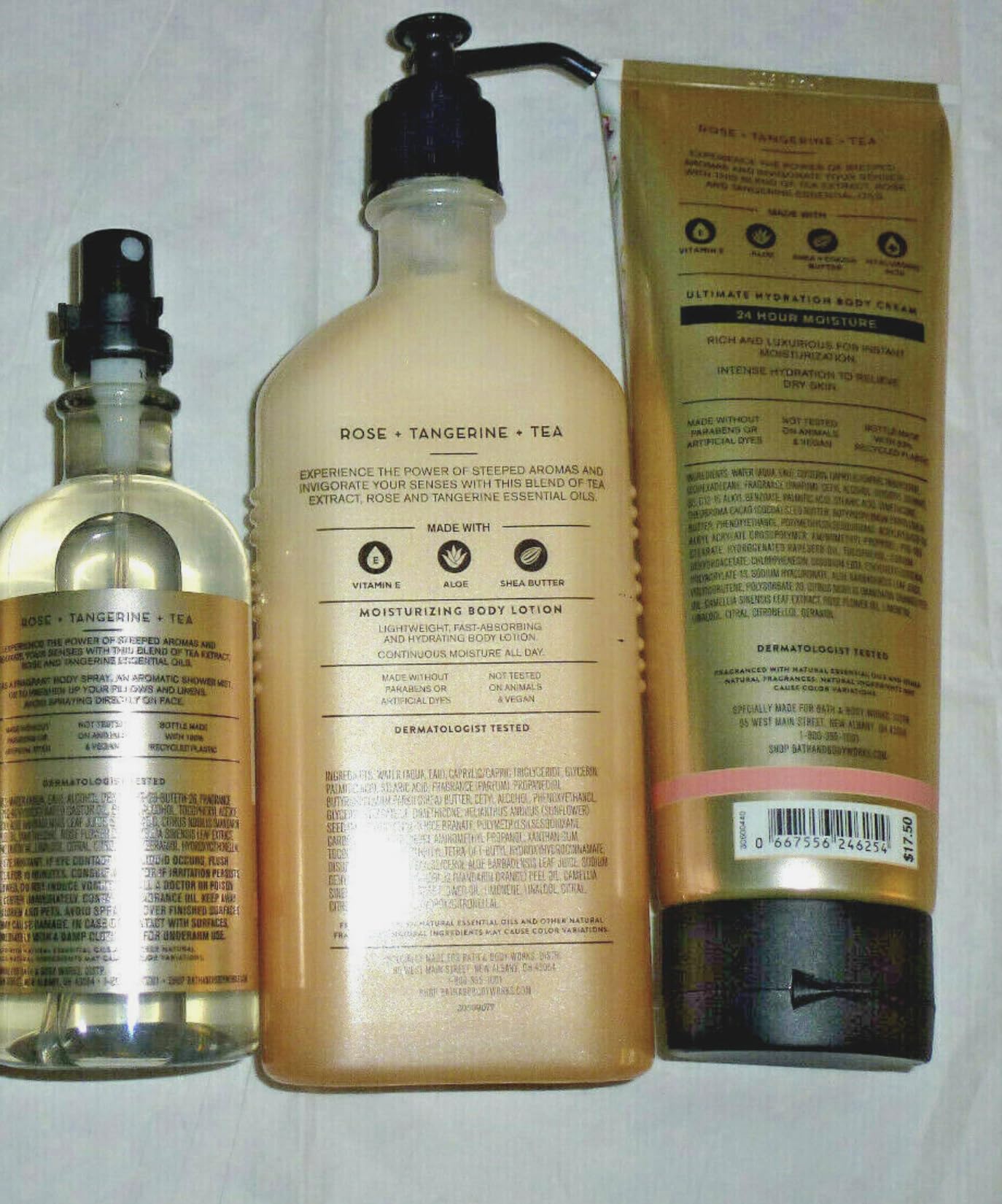 3 x ROSE TANGERINE TEA INVIGORATION Mist Lotion Cream bath body aromatherapy