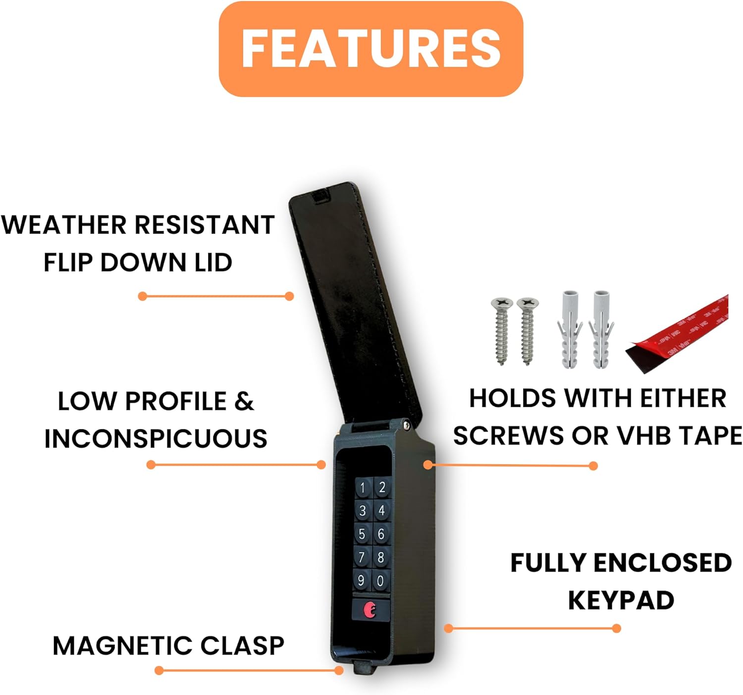 Keypad Enclosure for August/Yale & Wyze Lock Keypad - Weather-Resistant, Fully Enclosed Outdoor Housing with Magnetic Clasp (Jet Black)