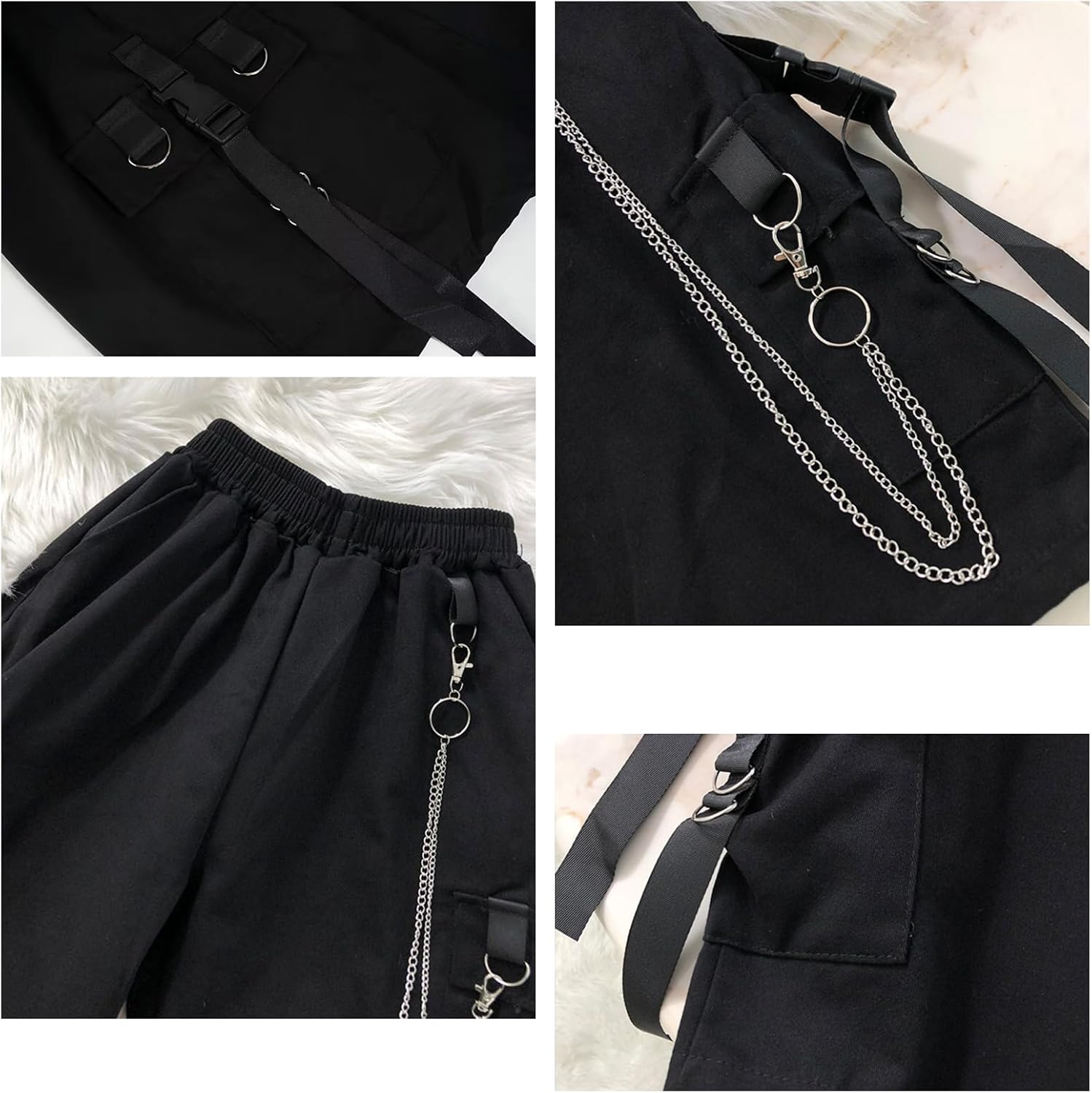 Goth Emo Alt Asymmetrical Skirt Shorts for Women Trendy Summer y2k Black Skorts - Image 6