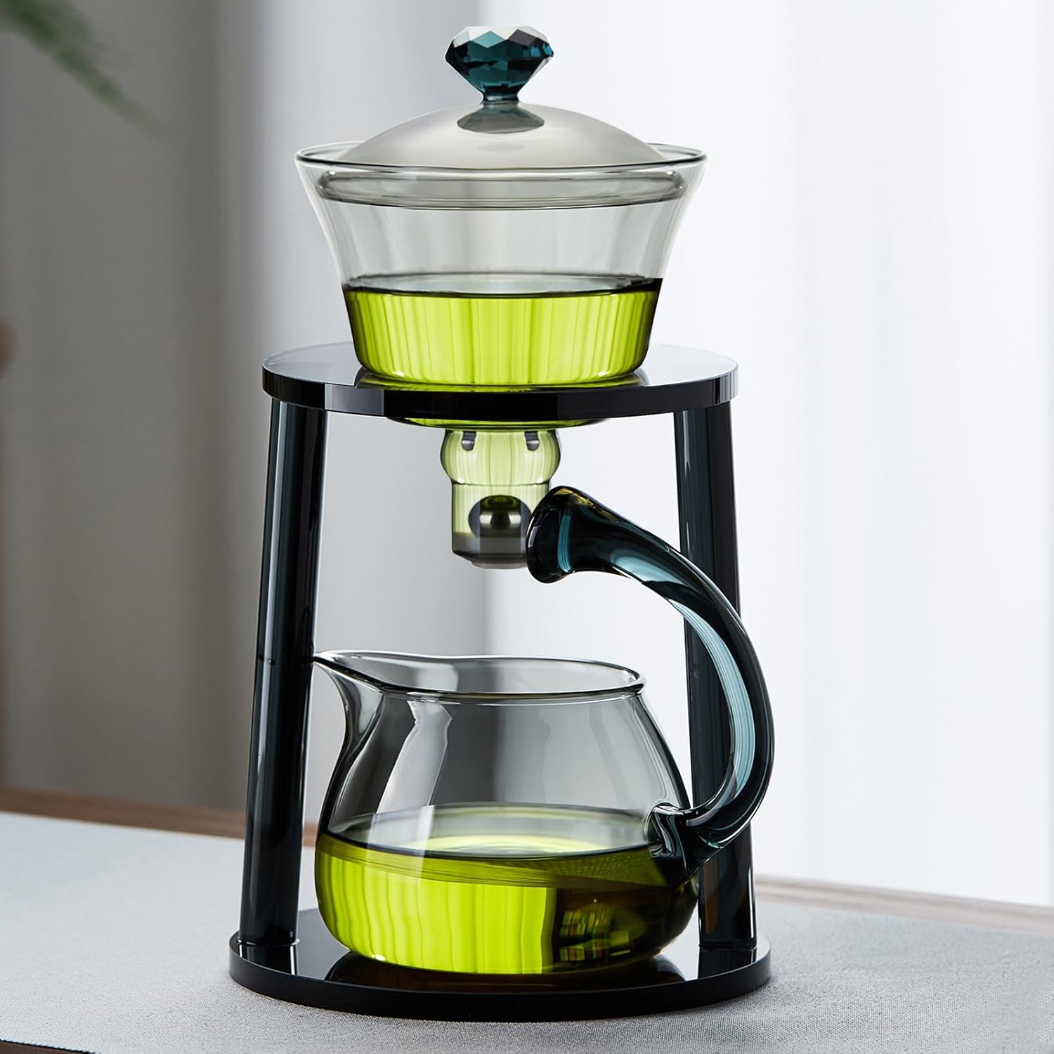 Magnetic Glass Teapot Tea Pot With Magnetic Ball, 12 OZ Drip-Teapot With Infuser, Kungfu Tea Set, Semi-Automatic Glass Turkish Tea Set 350ML.