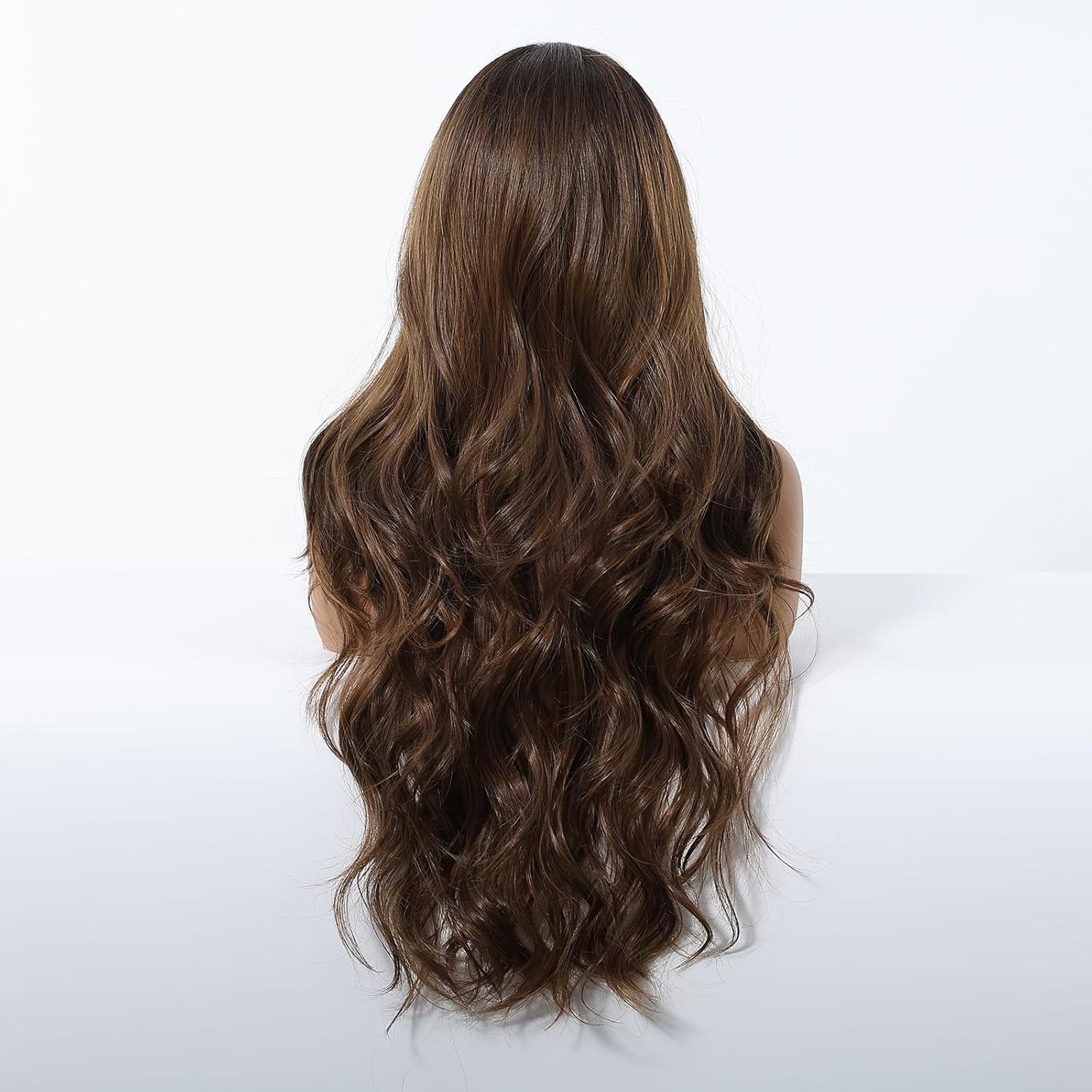 Long Wavy Wig for Women Curly Hair Wig Ombre Brown Heat Resistant Soft Synthetic Wigs for Women Daily Use Party Cosplay