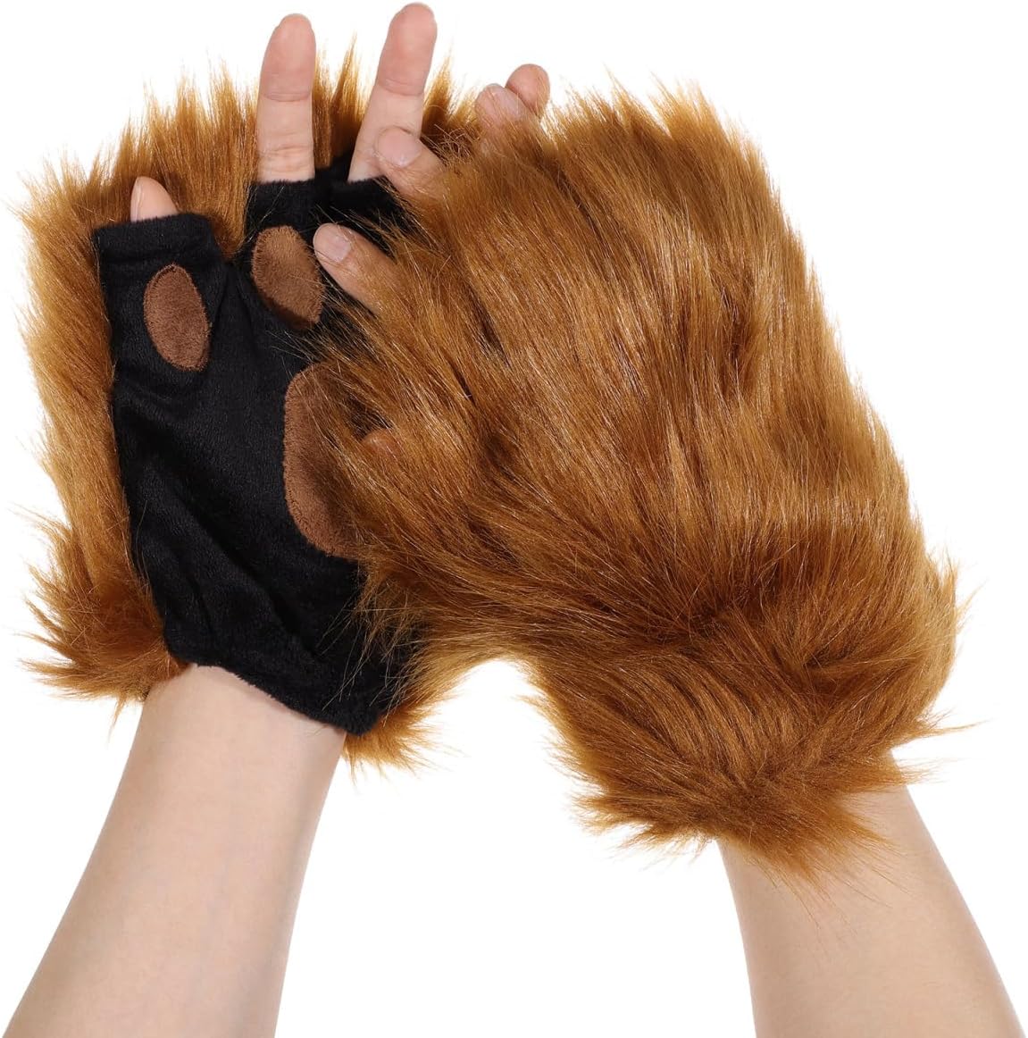 FRCOLOR Furry Costume Ears and Tail Set Plush Ears Headband Tail and Collar Paws Accessories Halloween Costume for Kids and Adults - Image 6