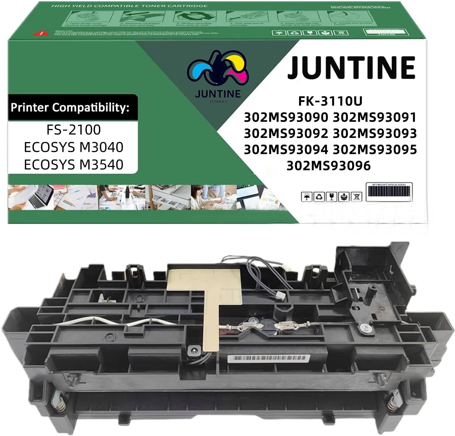 JUNTINE FK-3110U 302MS93090 Fuser Unit Replacement for Kyocera FK-3110U 302MS93090 302MS93091 302MS93092 302MS93093 Fuser Unit Compatible with Kyocera FS-2100 M3040 M3540 Printers(110V- 150K)