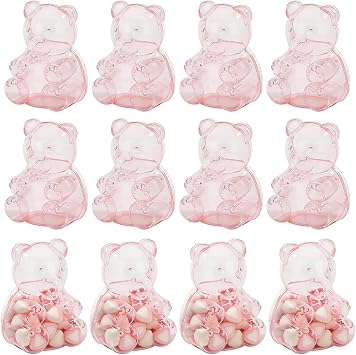 Clear Bear Treat Containers - Reusable Candy Storage Jars With Transparent Body And Compact Portable Design For Sweets Nuts Chocolates And Gift Fillers, Cute Party Favor Holders For Event Decoration