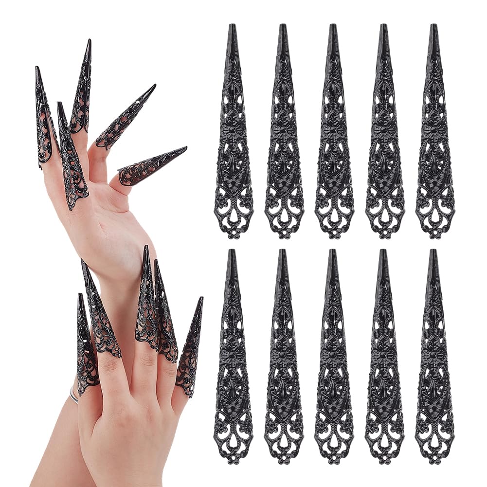 Bagues à ongles en métal noir arricraft pour cosplay vampire et fête d'Halloween