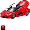 Full Function Rechargeable Drift Trolley with Remote Control Opening Toy Doors and Luggage Super Fast 1:16 Lighted Sports Car (RED)