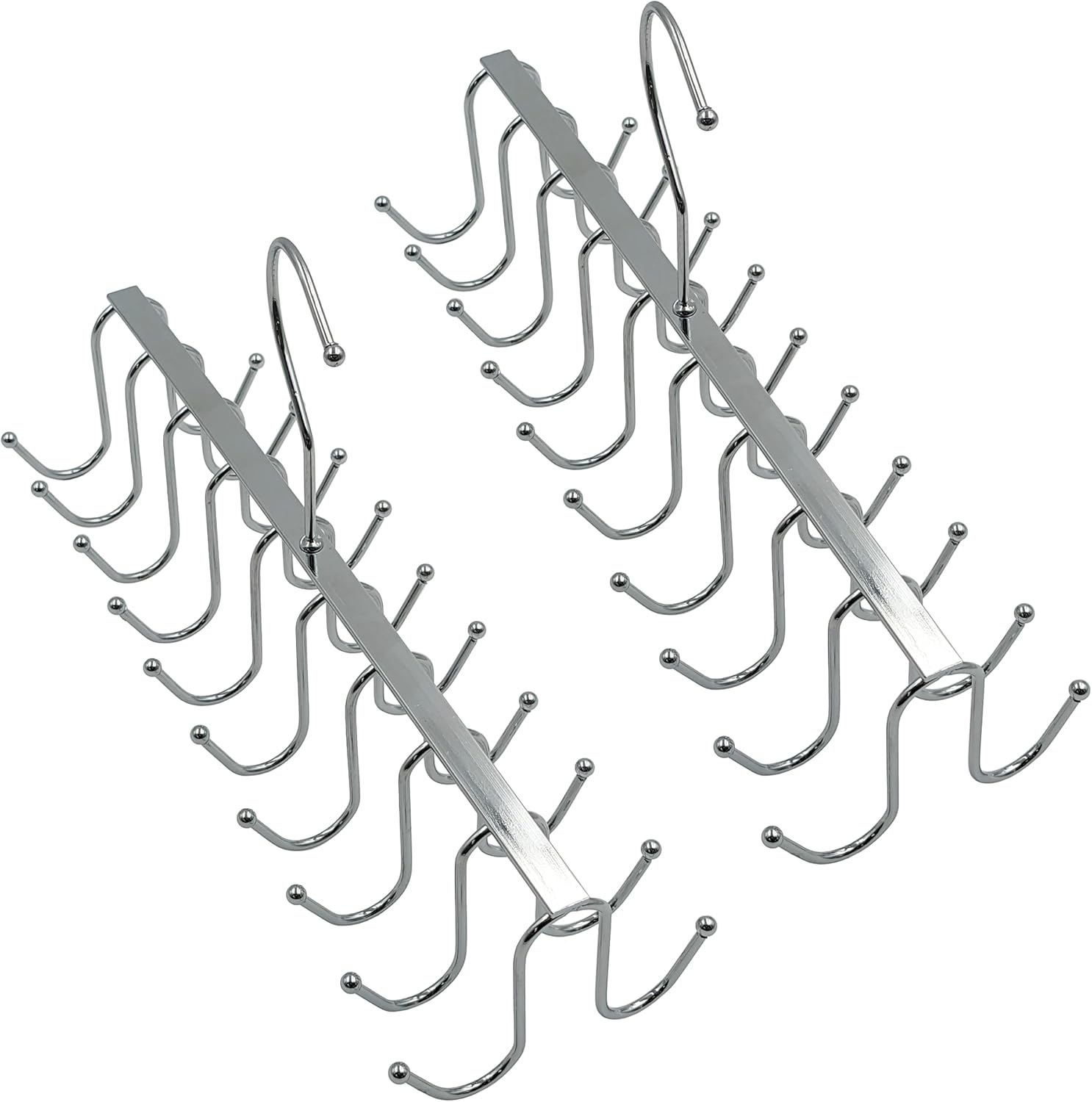 2 Pack of 20 Hook Chrome Closet Hangers for Belts, Ties, Bras, Scarves by Electronix Express