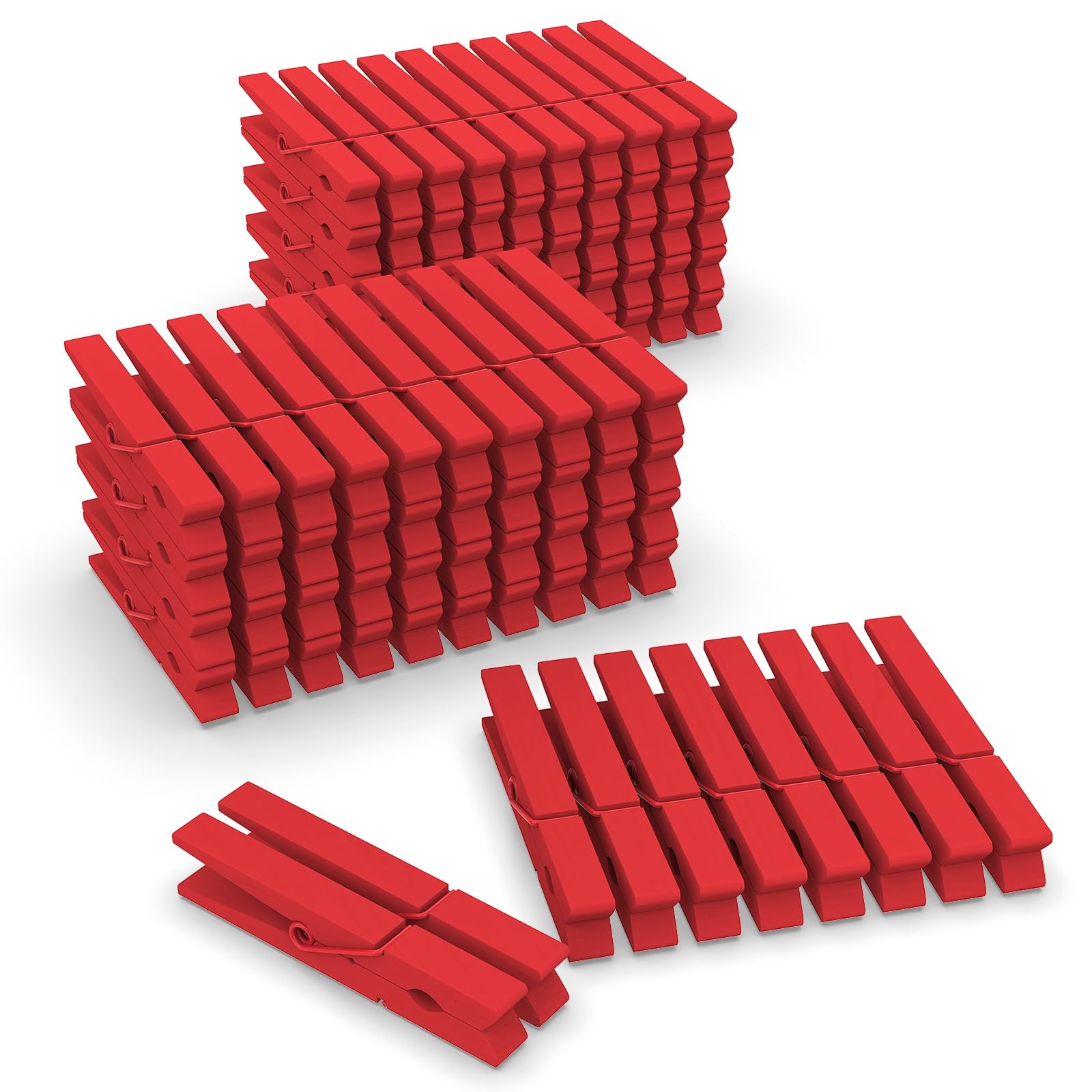 Photo 1 of 100 Pcs Colored Clothes Pins Wooden, Red Clothespins for Crafts, Clothing Pins for Hanging Clothes Classroom 2.9 Inch