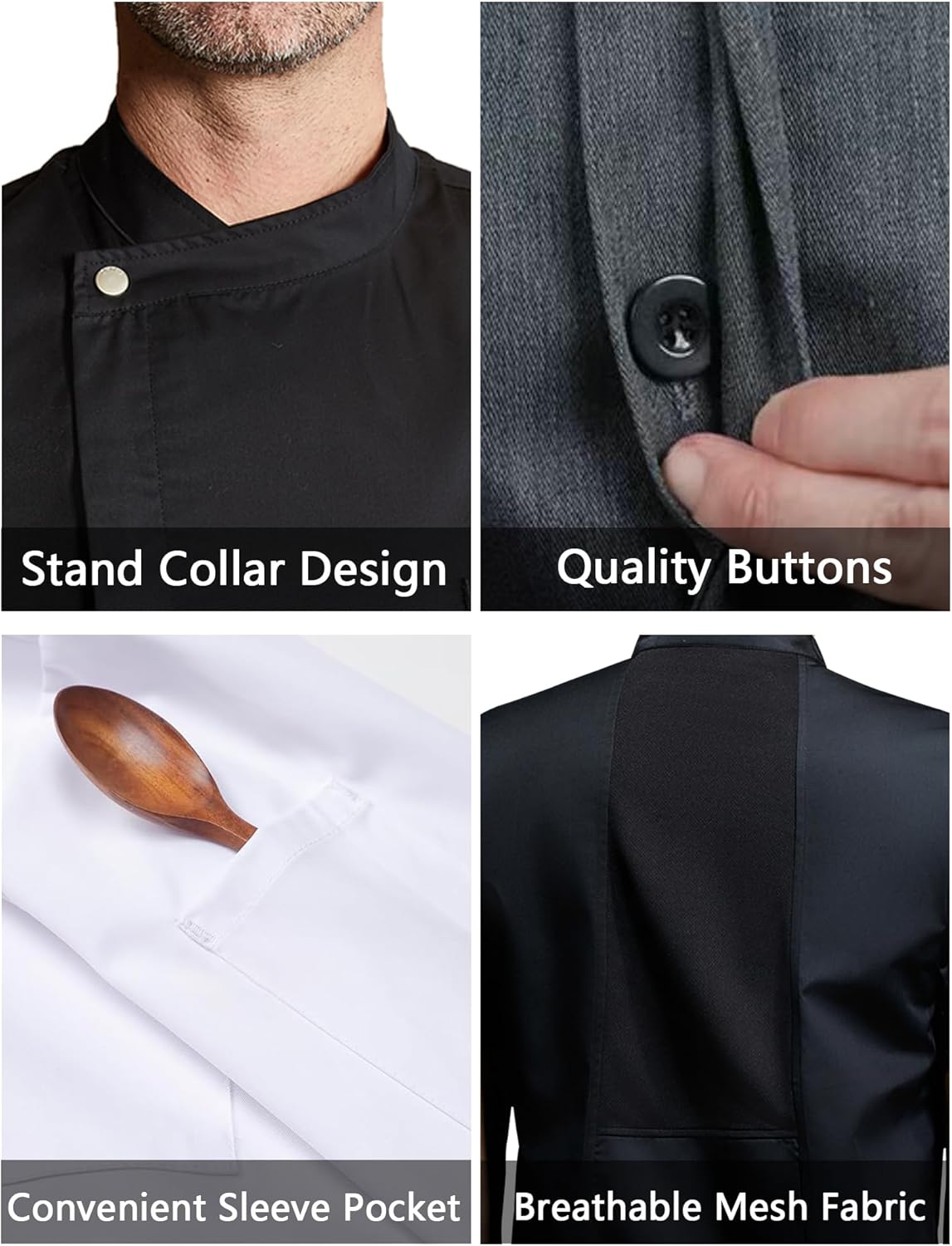 KITCHIEF Unisex Chef Coat Short Sleeve With Mesh Lightweight Chef Jacket Men Chef Uniform for Kitchen,Food Service,Bakers - Image 4