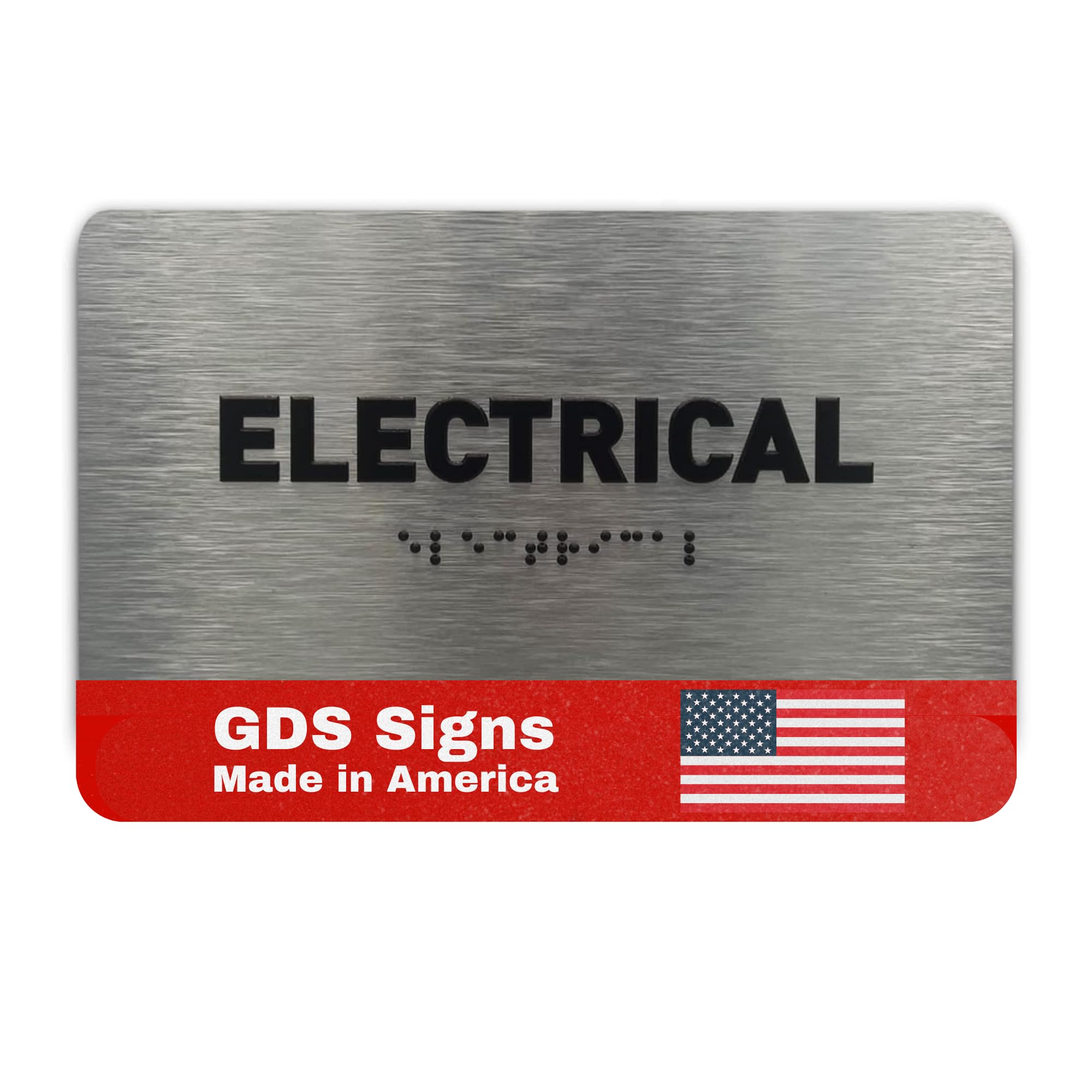 Electrical Sign by GDS - ADA Compliant, Raised Icons & Grade 2 Braille - With Adhesive Strips for Easy Installation - Signs for Offices, Businesses -