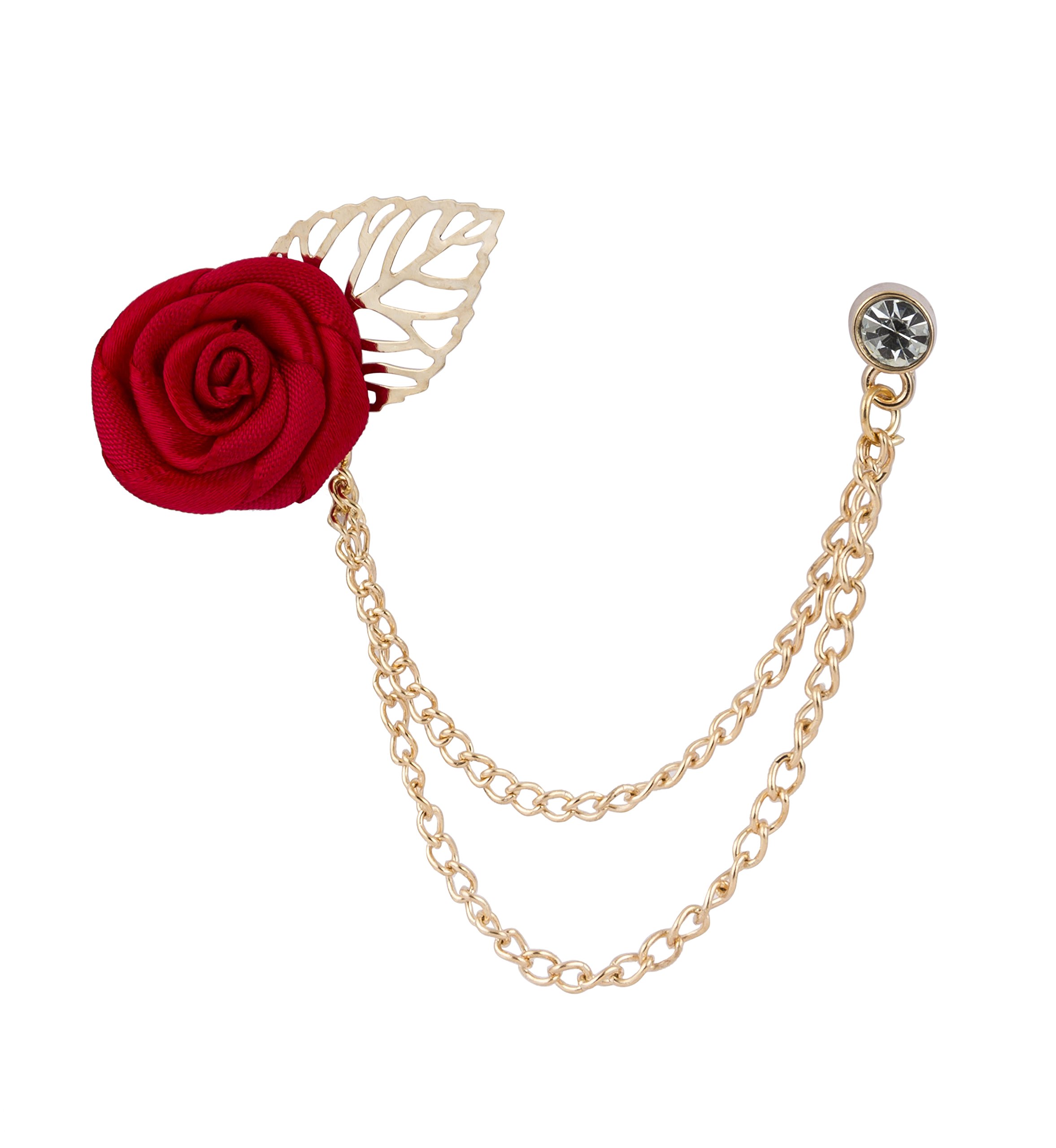 Maroon Rose with Hanging Chain Brooch-image-8