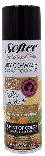 Softee Champú y acondicionador seco Co-Wash & Root Touch Up Refresh Spray – Satin & Shea – 10 oz (paquete de 2)