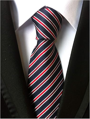 Vista 108 de Secdtie Corbata clásica de seda tejida jacquard a rayas para hombre Gris Negro