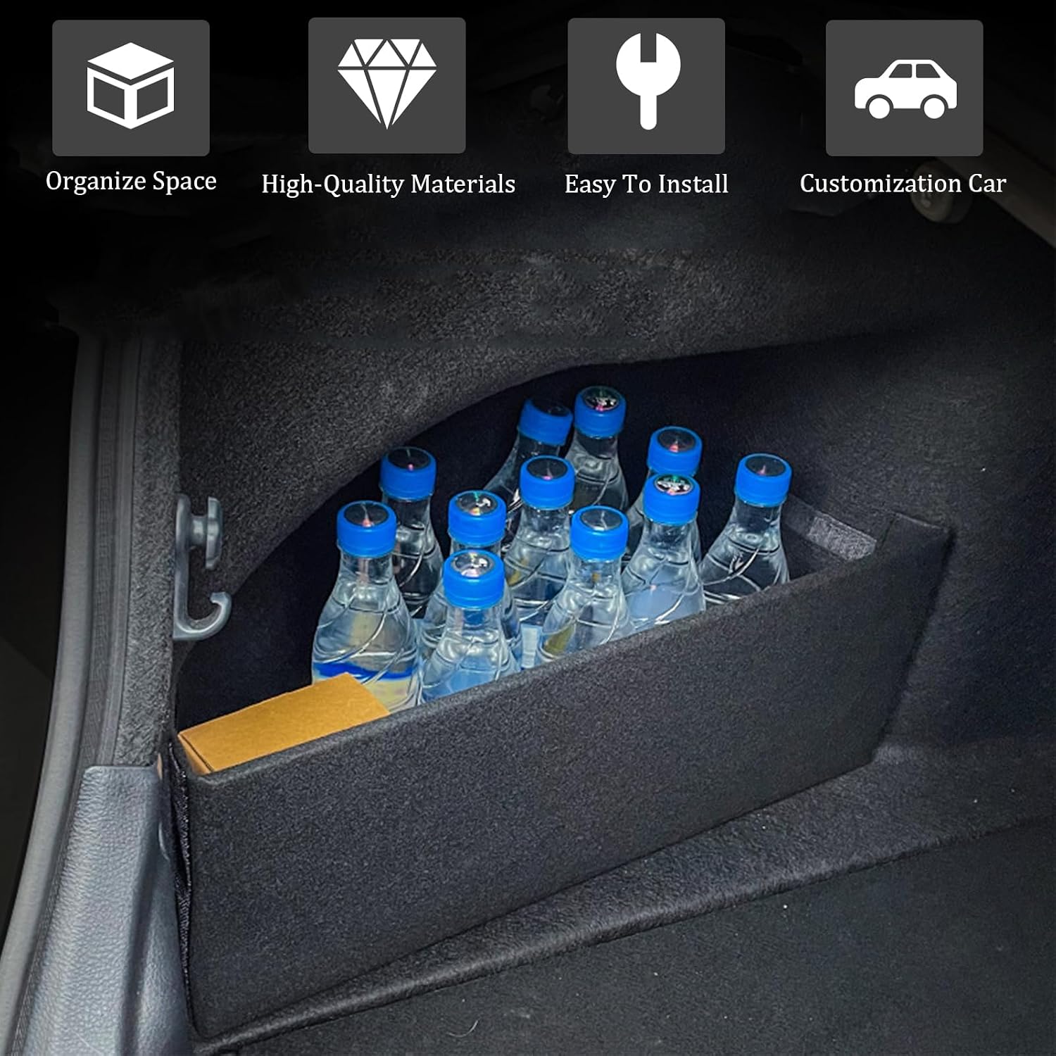Compatible with Toyota Camry 2018-2024 Rear Trunk Organizer Side Divider Liner Board Fiber Waterproof Car Rear Storage Side Baffle Partition Board Practical Car Interior Accessories