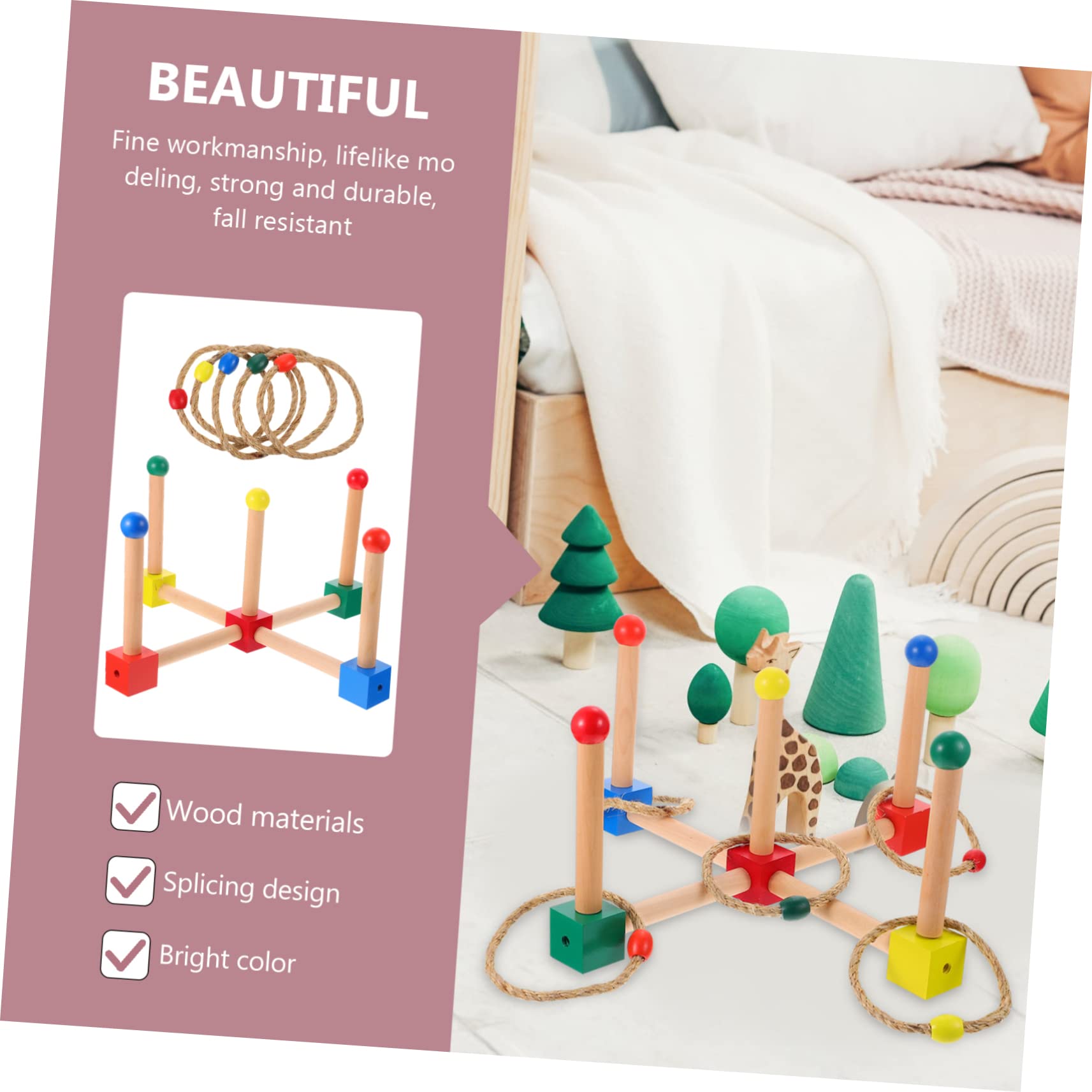 Gioco Lancio Anelli da Giardino in Legno per Bambini