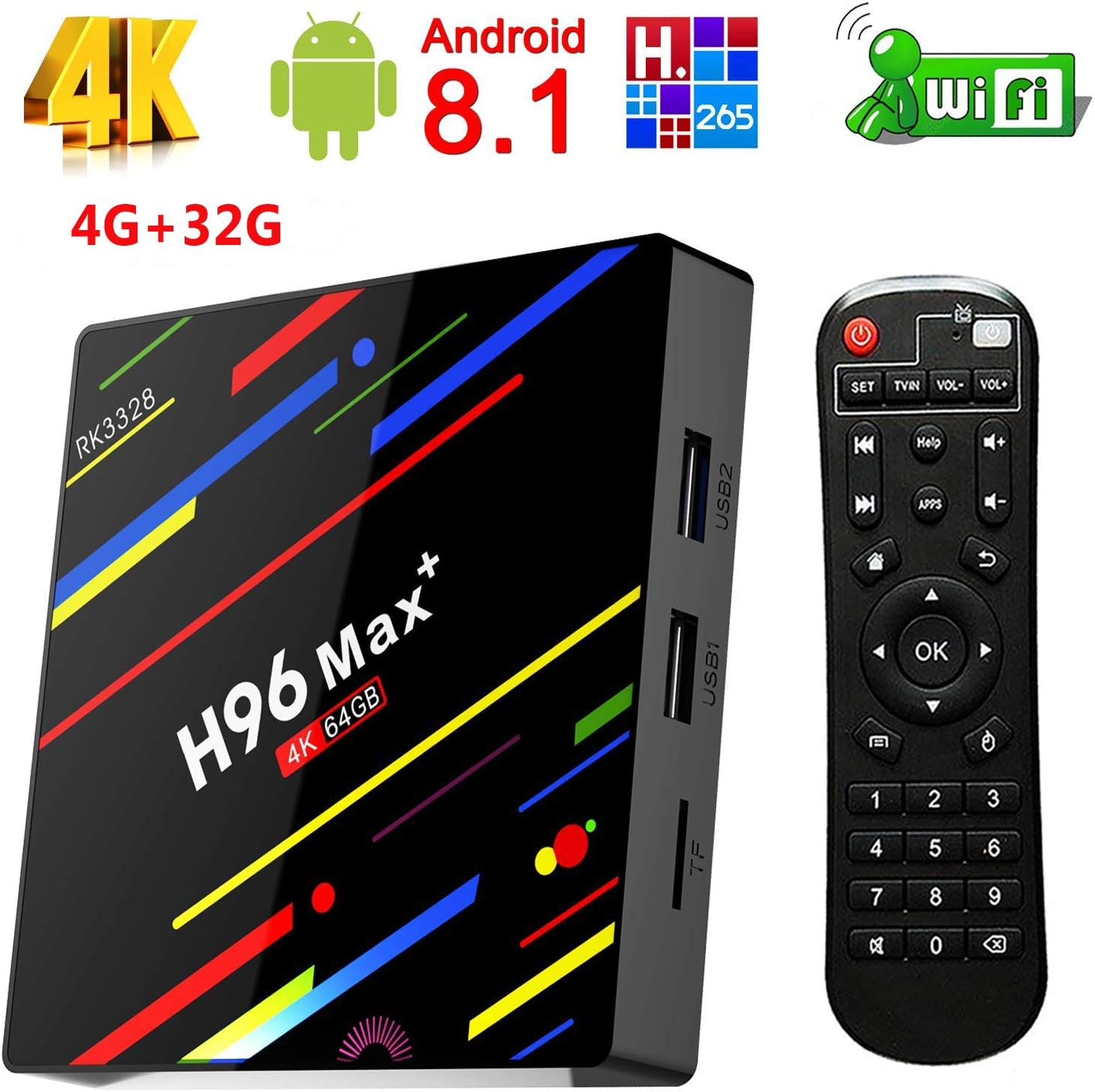 Android 8.1 TV Box, 4GB 32GB LinStar MAX+ 4K Smart TV Box, 3D 4K WIFI+ Full HD H.265 Set Top Box, RK3328 Quad-Core 64bit Cortex-A53, Penta-Core , Steaming Media Player