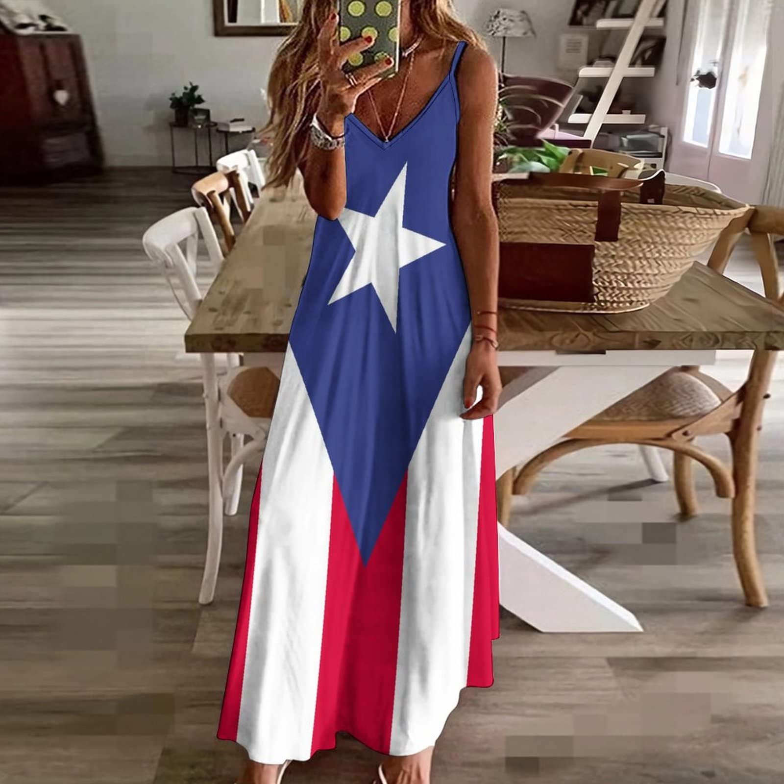 puerto rican dresses Rico Flag Long Dress for Womens Summer Top 3XL at Amazon Women's Clothing store clean to keep it Size:9 US promo_percentage_20 What are some cute