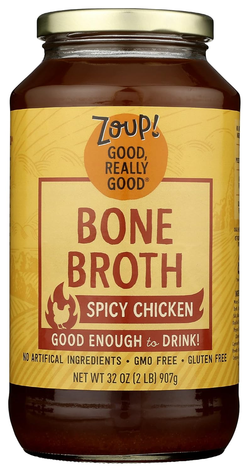 Zoup Good Really Spicy Chicken Bone Broth, Gluten Free, Non GMO, 32 Ounce (Pack of 6)