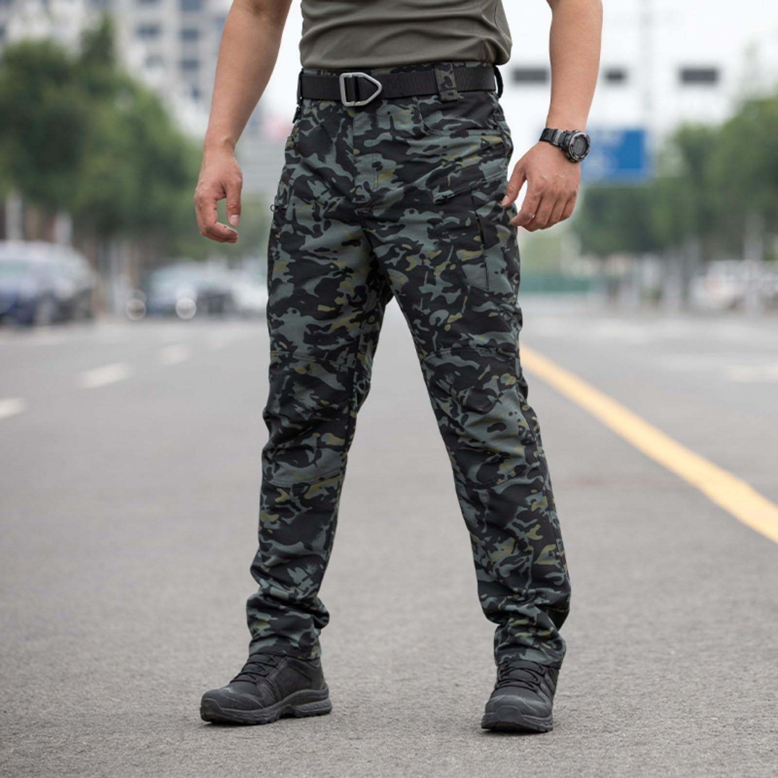Generisch Herren Cargohose Baggy Outdoor Hosen Freizeit Outdoorhose Arbeitshose mit Tasche