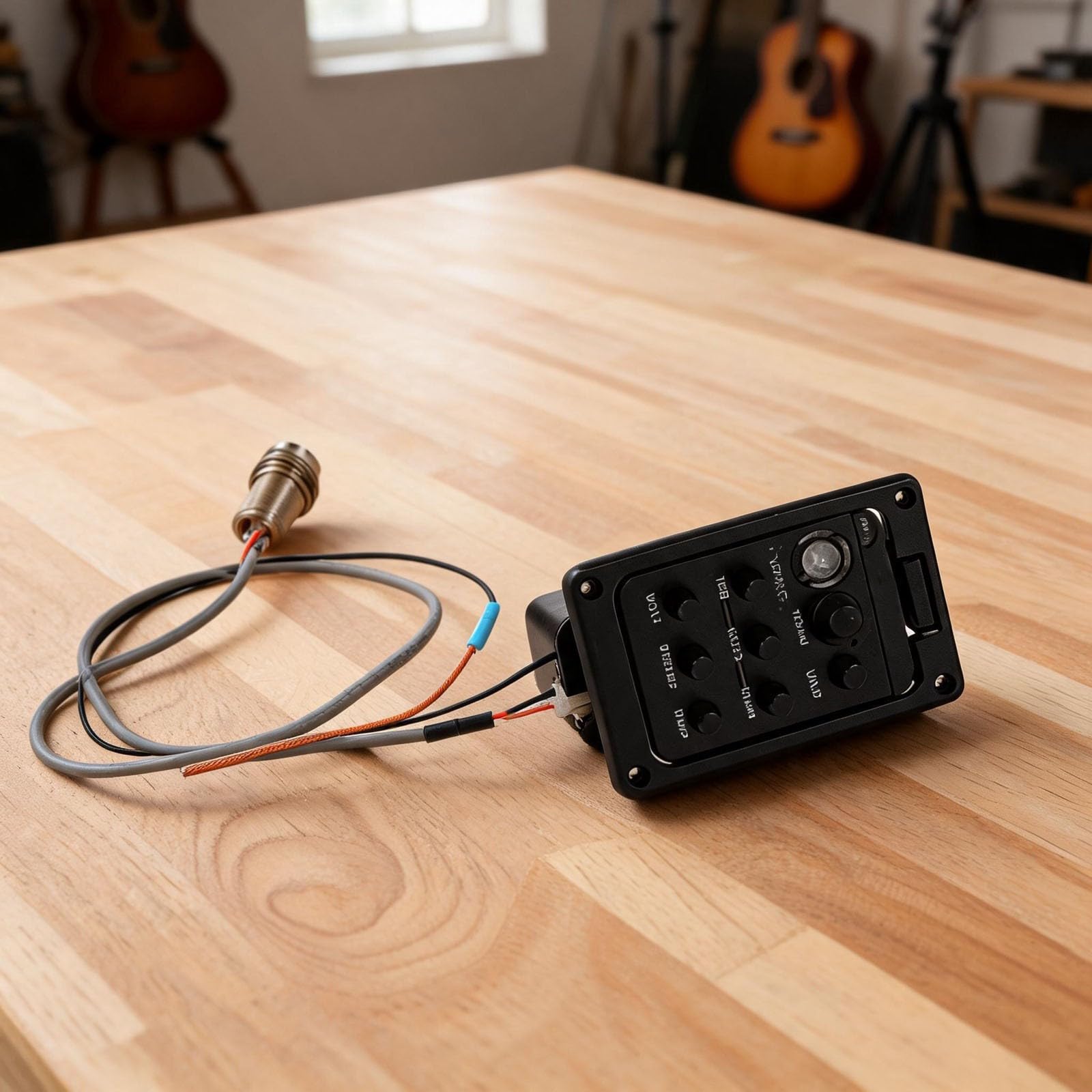 Gitara akustyczna Preamp System 4-pasmowy equalizer piezo pickup cyfrowy tuner on board 55 x 84 mm