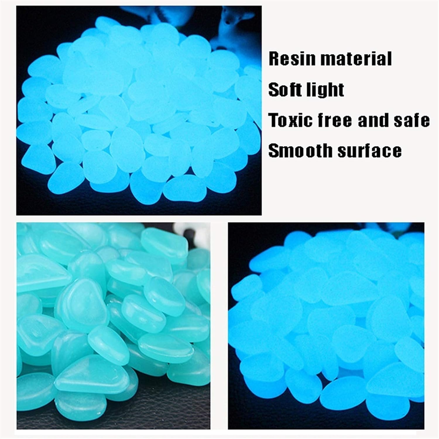 Glowing Stone Blue Glowing Stones, Pebbles Glowing in The Dark, Indoor and Outdoor Park Garden Sidewalk Aquarium Decoration (Size : 400PCS)
