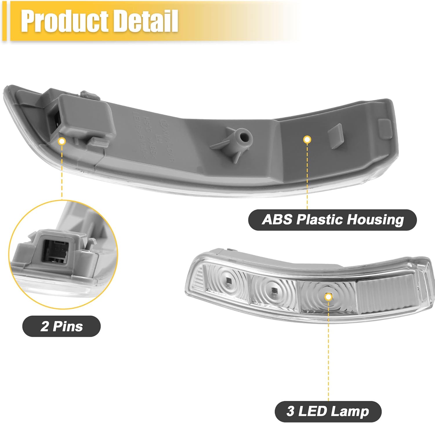 X AUTOHAUX 1 Pair Car 3 LED Front Left and Right Side Mirror Turn Signal Light 87613-2P000 87623-2P000 for Kia Sorent 2012-2015