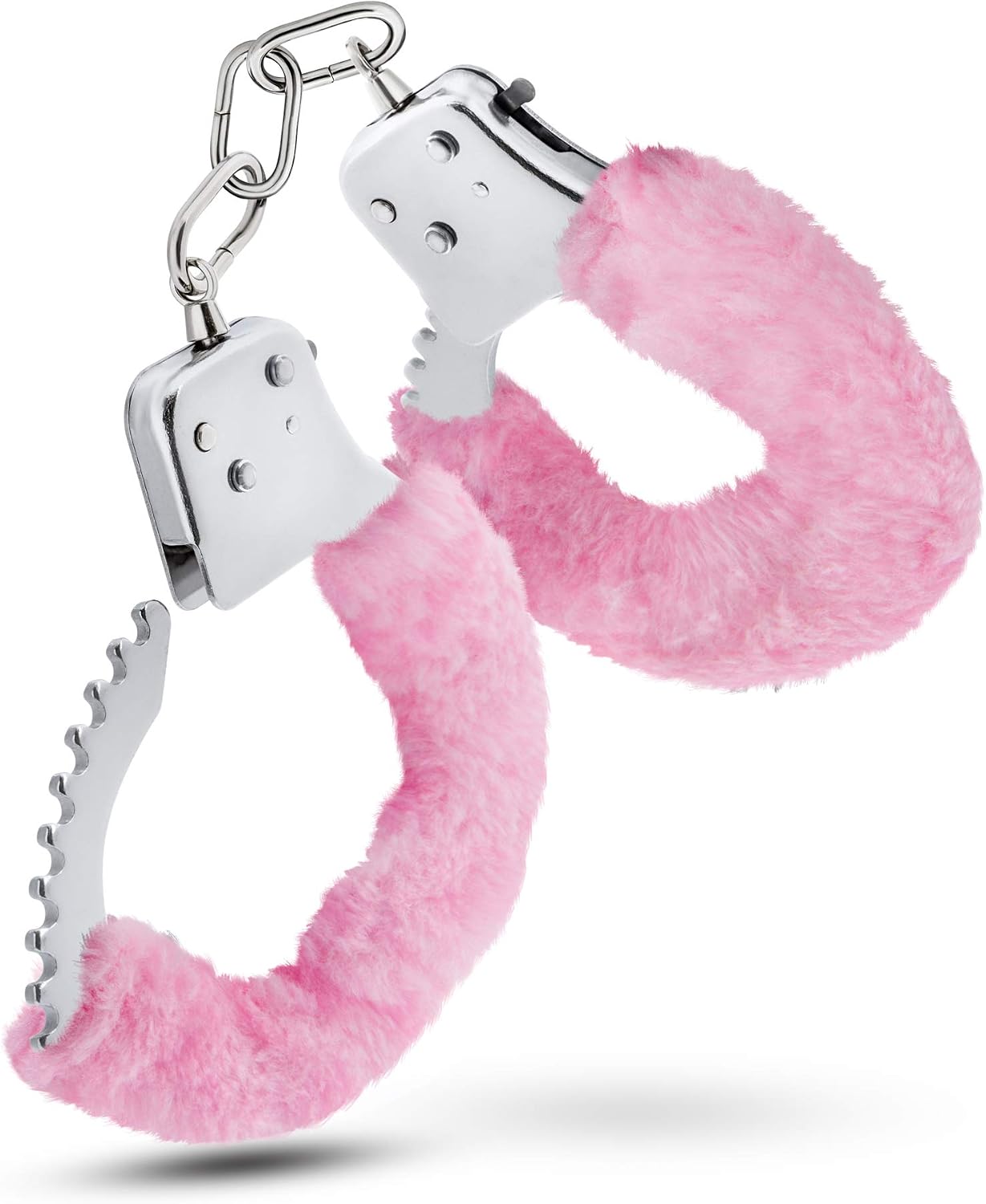 Blush Temptasia Pink Faux Fur Metal Handcuffs with Keys, Heavy Duty Adjustable Wrist Restraints BDSM Kinky Fantasy Bondage Toys Party Supplies for Couples Play