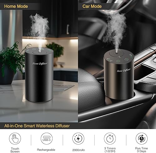Miniatura 4 de Kit de iniciación de difusor de aceite esencial sin agua, no necesita agua, mini máquina de aire de aroma a pilas, incluye 3 aceites esenciales de
