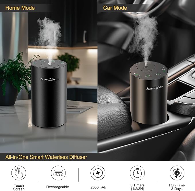 Kit Difusor de Aceites Esenciales Sin Agua EvCZen, Portátil, Negro miniatura 4