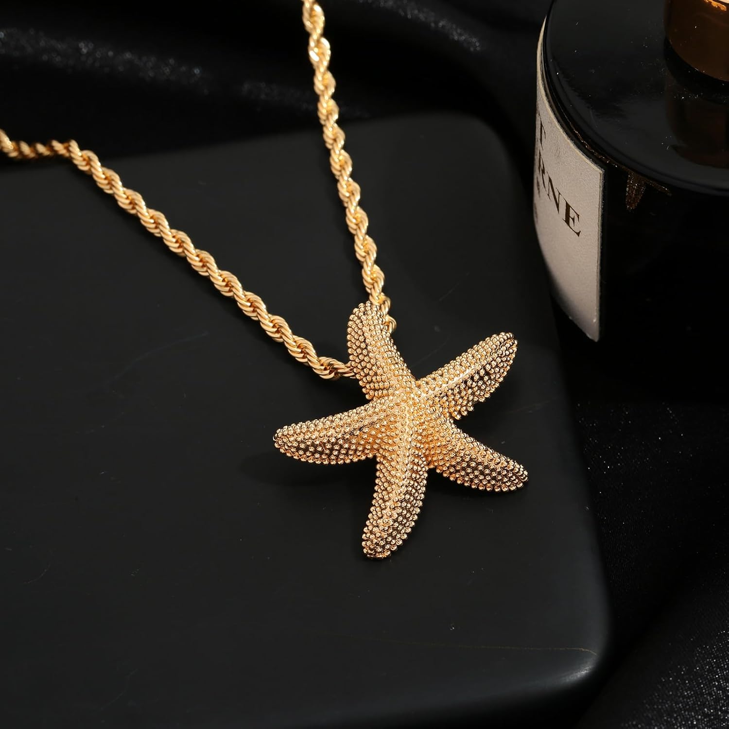 Chunky Gold Necklace Simple Starfish Shell Pendant Conch Seashell Necklace Bohemian Summer Beach Necklaces for Vacation - Image 6