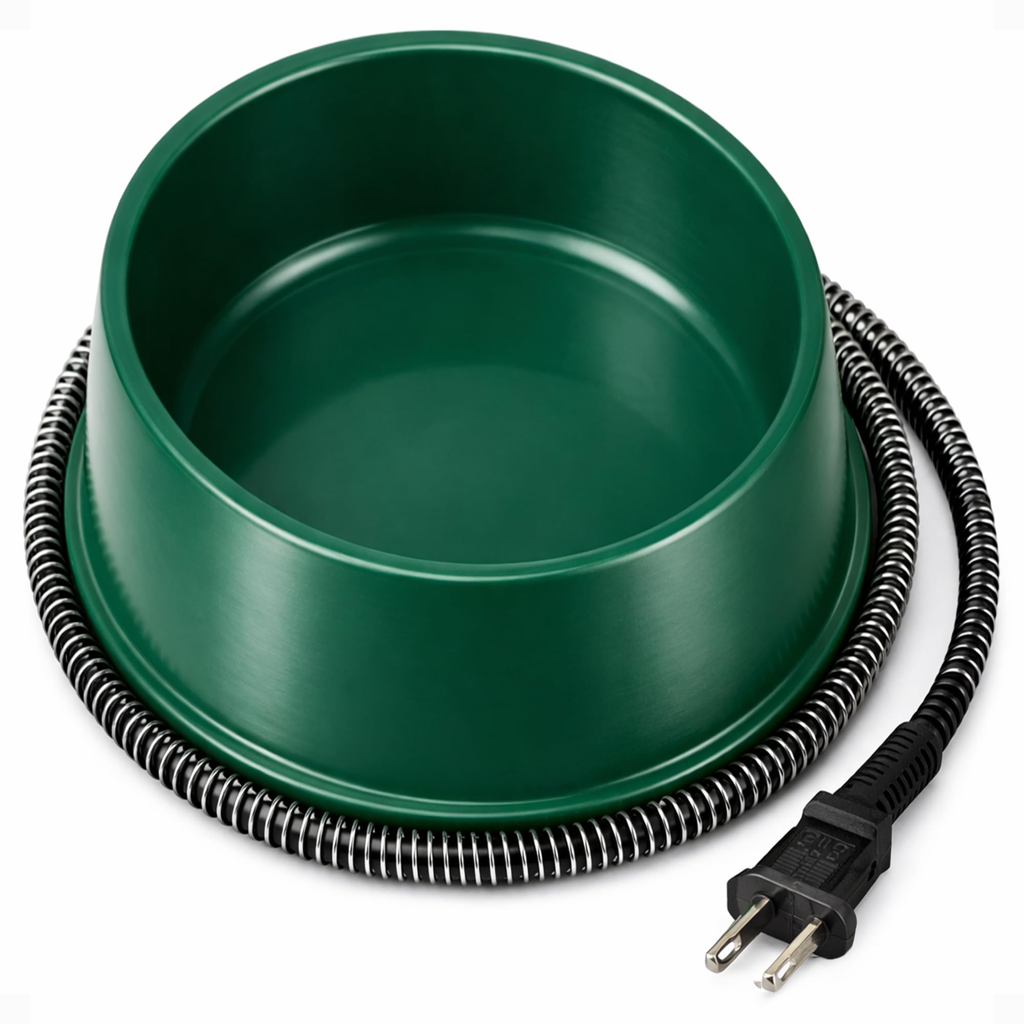 Farm Innovators 1 Quart 25 Watt Powered Heated Electric Water Bowl with Thermostatic Control and Anti Chew Cord Protector for Pets, Green