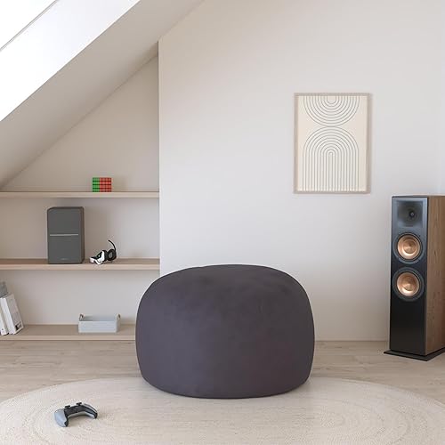 Miniatura 2 de Chill Sack - Sillón puff, Tela, Suave lino sintético, color negro. Lino, color negro,Microsuede - Guijarro Gris Oscuro,Microsuede - Limón,Microsuede