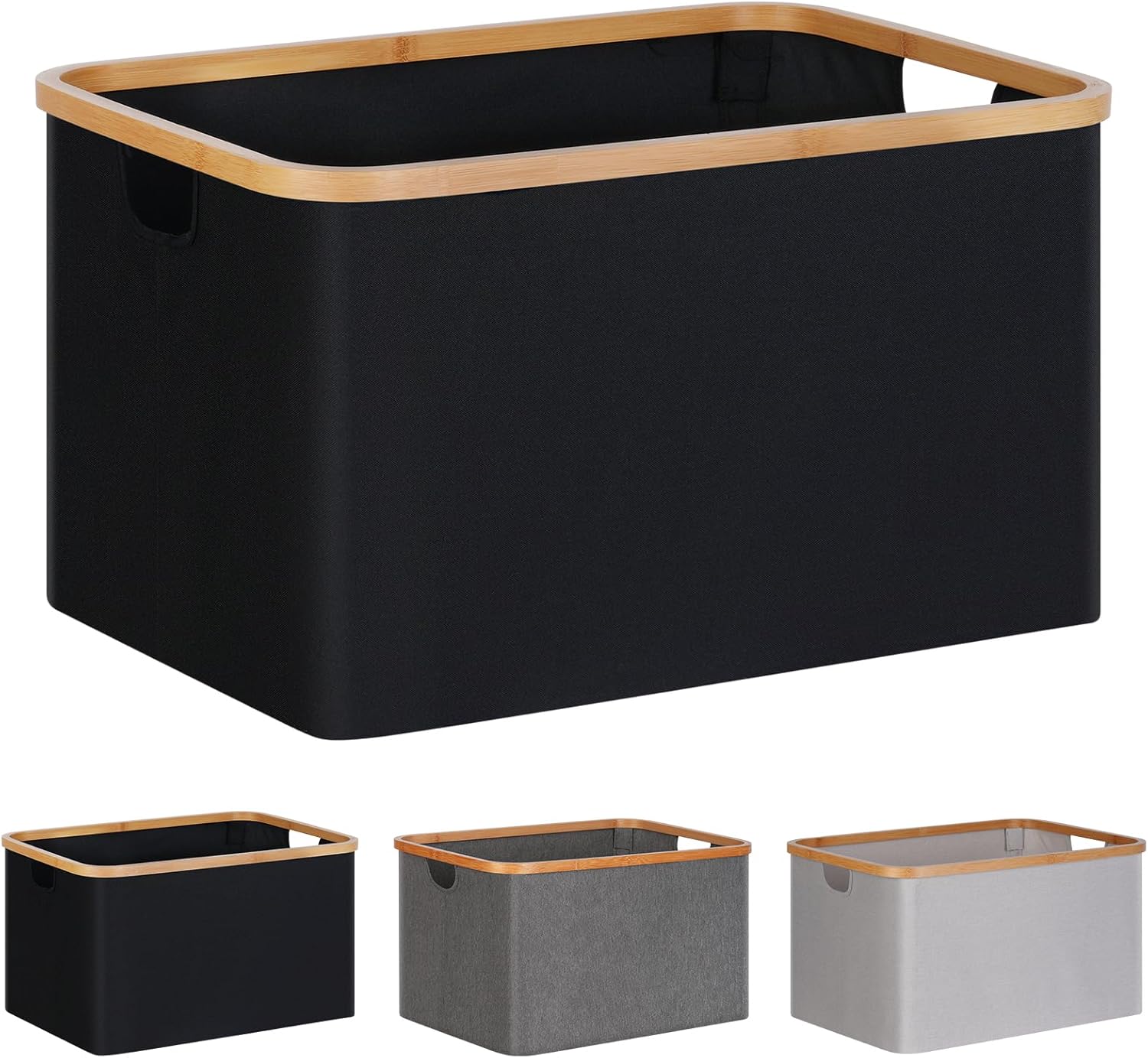 efluky Foldable Laundry Basket 60L, Bamboo Fabric Foldable Storage Basket, Storage Foldable