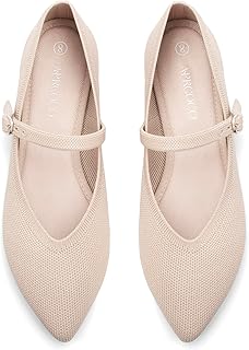 AprCoco Flats for Women Knit Pointed Toe Ballet Flat with Ankle Strap Casual Womens Shoes Comfort Soft Walking Office
