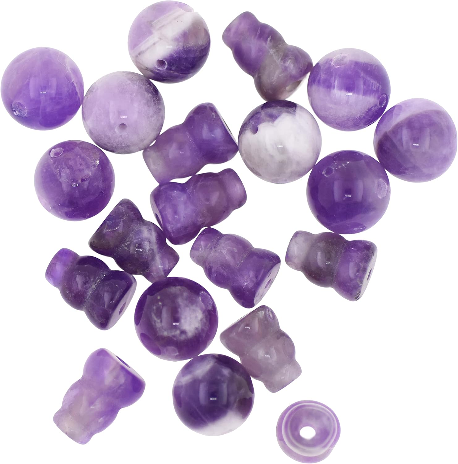 Mandala Crafts Amethyst 3 Hole Guru Beads for Malas Making - 10 Sets Loose 10mm Mala Guru Beads 3 Holes for Tibetan Rosary Buddist Wrist Mala Bracelets
