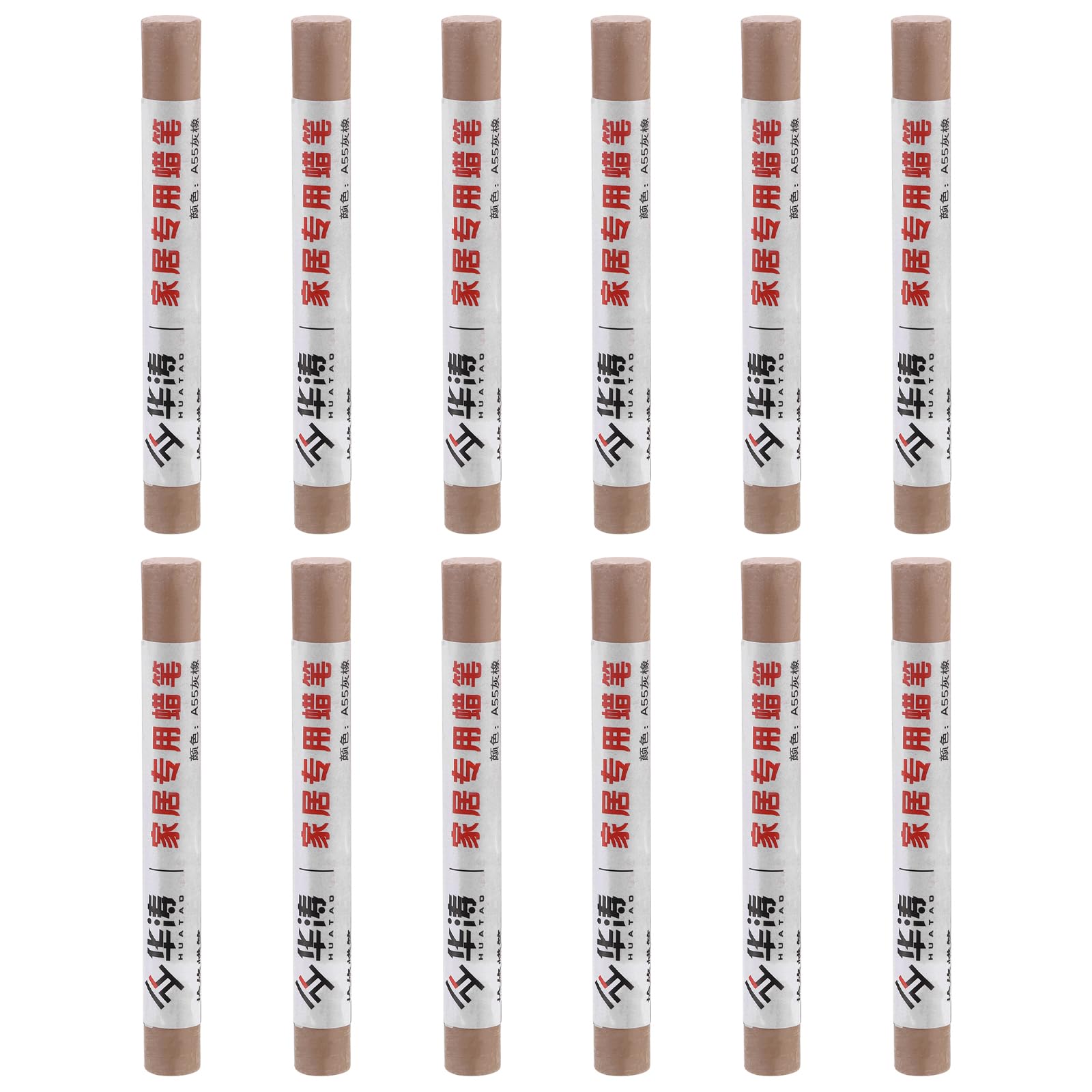 PATIKIL Furniture Repair Crayons, 12 Pcs Wax Wood Filler Sticks Wood Wax Crayons for Scratches Wood Floor, Holes, Tables, Grey Oak