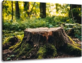 CHAUSSUREBAR Large Canvas Wall Art Old tree stump covered forest Canvas Art Prints Pictures Wall Decor Living Room Wall Paintings for Bedroom Bathroom 20" x 32"