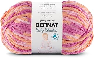 Bernat Baby Blanket BB Peachy Yarn - 1 Pack of 10.5oz/300g - Polyester - #6 Super Bulky - 220 Yards - Knitting/Crochet