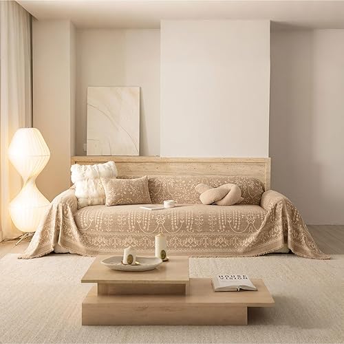 Miniatura 43 de VClife - Funda para sofá de 2 plazas o modular, de felpilla, lavable, apta para mascotas y perros, protectora, con borlas, azul, 71 x 118 pulgadas