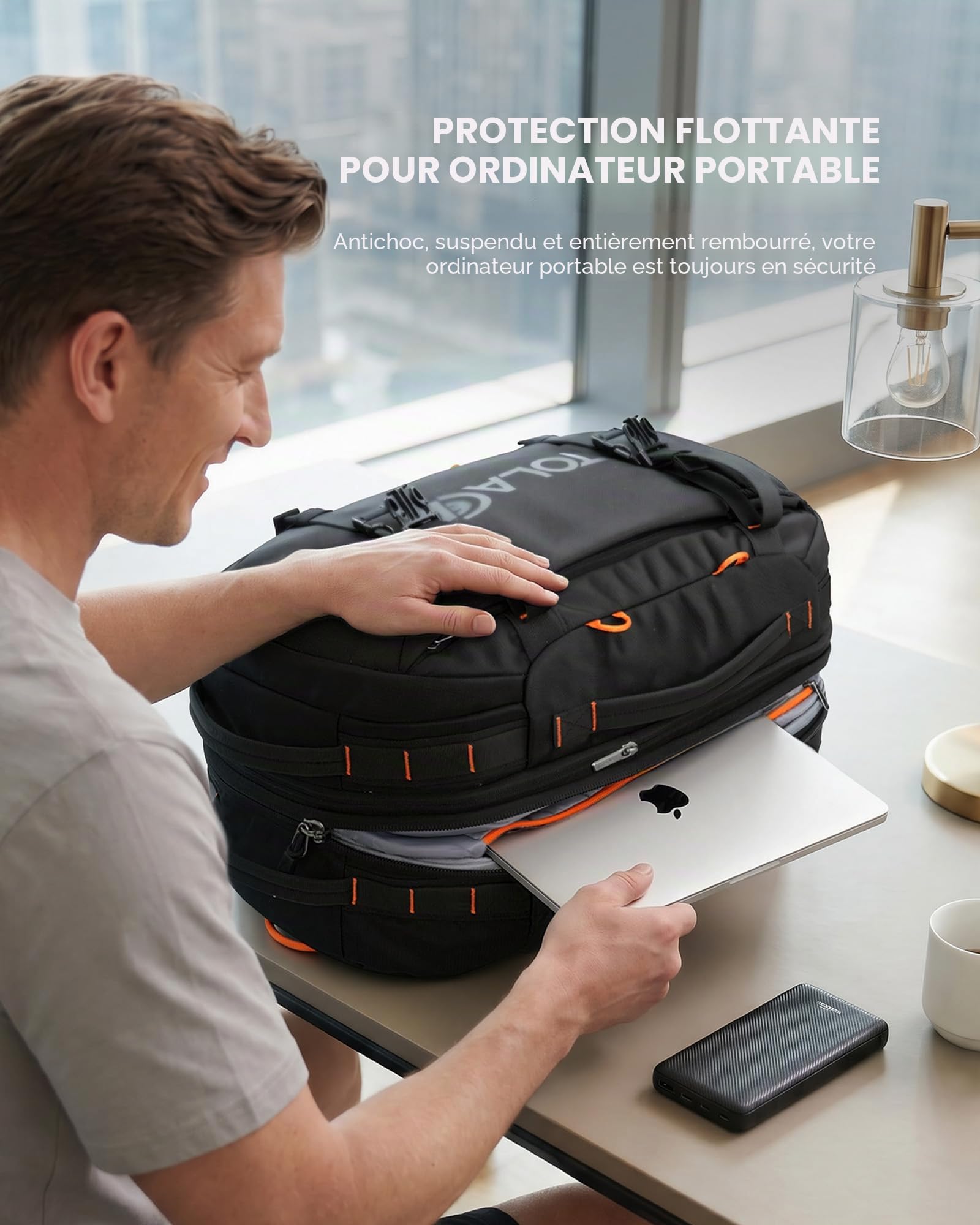 Tolaccea Sac a Dos Voyage Cabine Avion, 40L-50L Grand Sac à Dos Voyage, Pour Ordinateur Portable 15.6 Pouces, Sac Cabine Avion Pour Homme Femme voyages