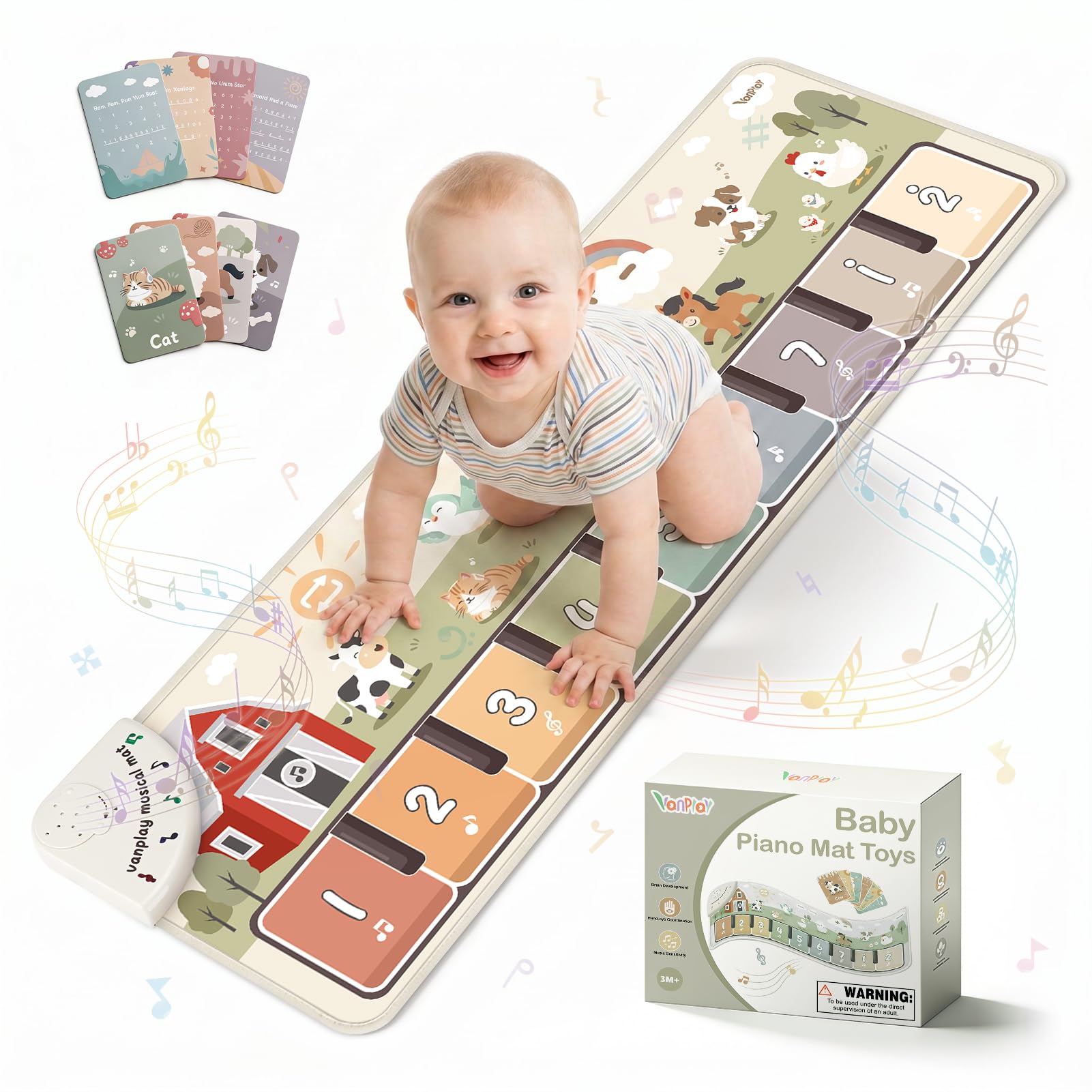 Baby Toys Musical Play Mat Toys for 1 2 3 Year Old Boys Girls, Piano Mat with 9 Piano Keyboard, Recording & Playback Function for Toddler Toys Baby Sensory Toys Baby Boy Girl Gifts