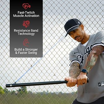 Power Swing Pro Resistance Swing Training Bat Baseball Softball Cricket Training Aid, 5 Adjustable Resistance Bands, Swing Path, Strength, Bat Speed for All Ages, at Home Training