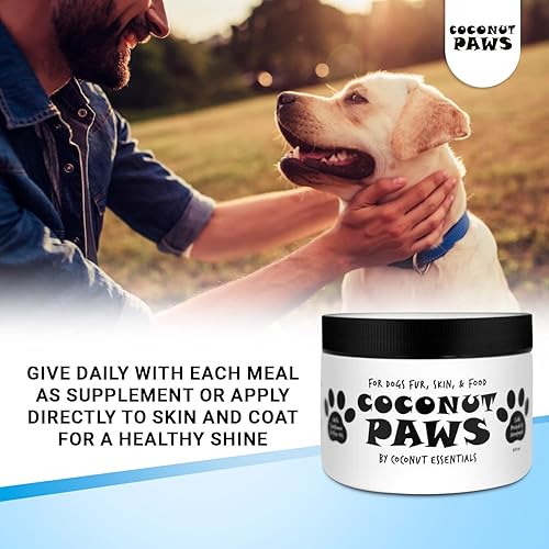 Miniatura 2 de Coconut Paws Aceites orgánicos para piel, cabello, orejas, dientes y uñas de perros, aceite de coco orgánico prensado en frío sin refinar, aceite de